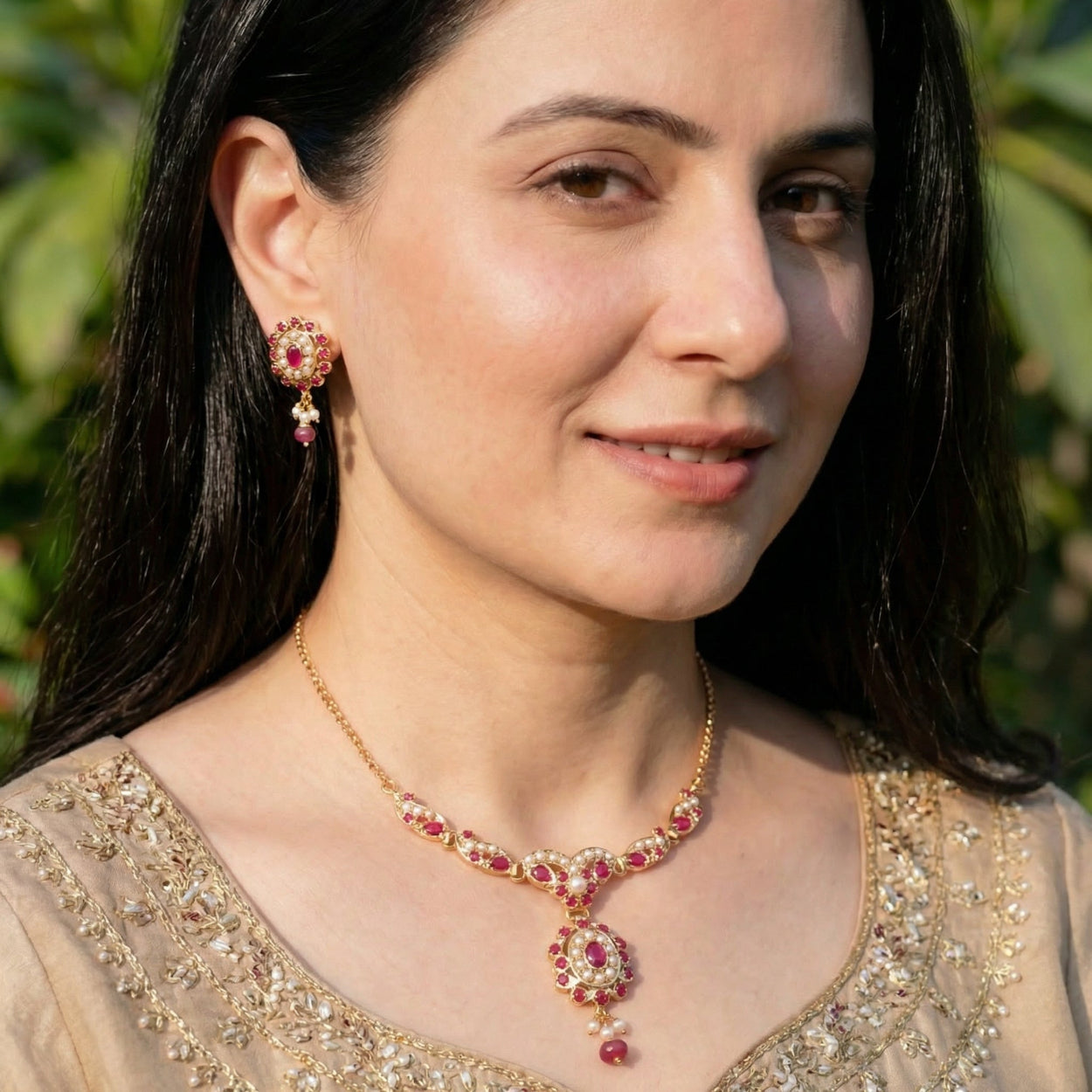 Dainty Jadau Chain Necklace Set | Gold Plated on 925 Silver NS 446