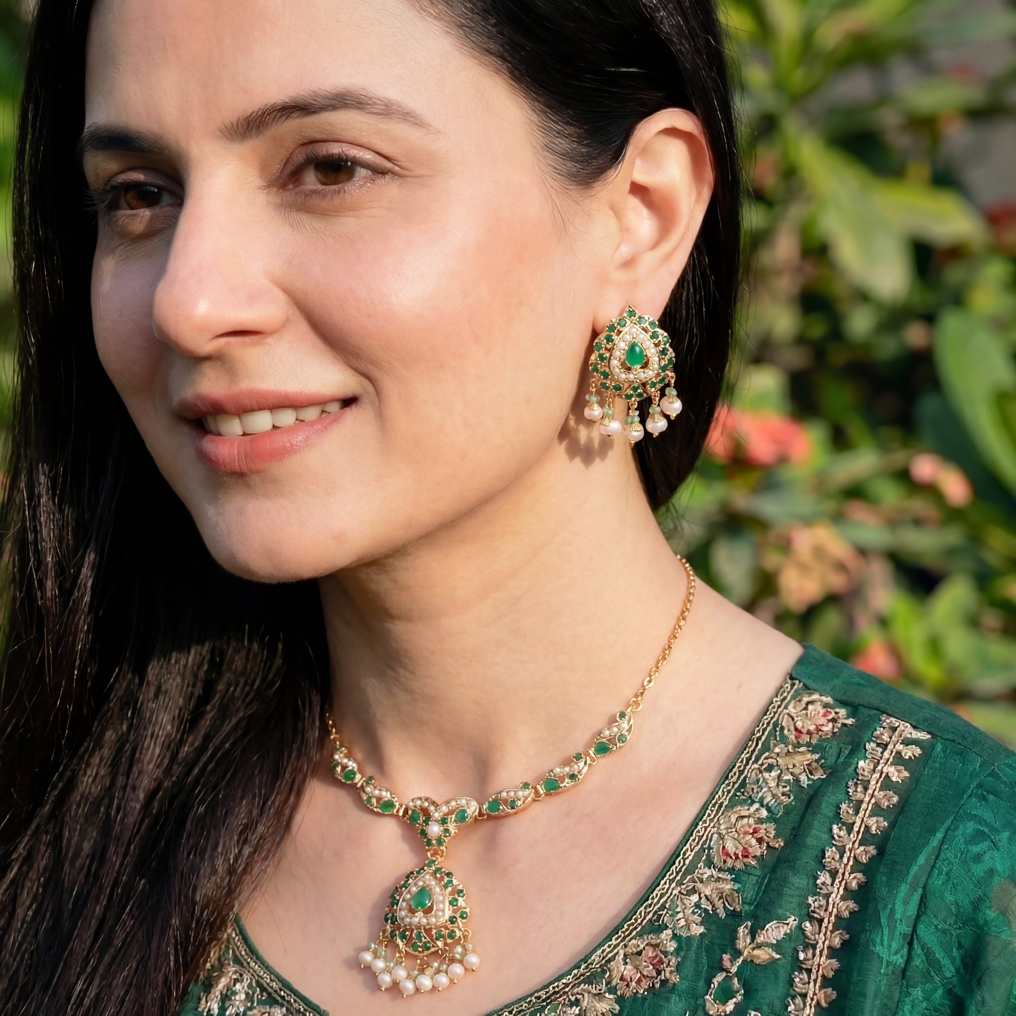 Cute Jadau Chain Necklace Set | Gold Plated on 925 Silver NS 445