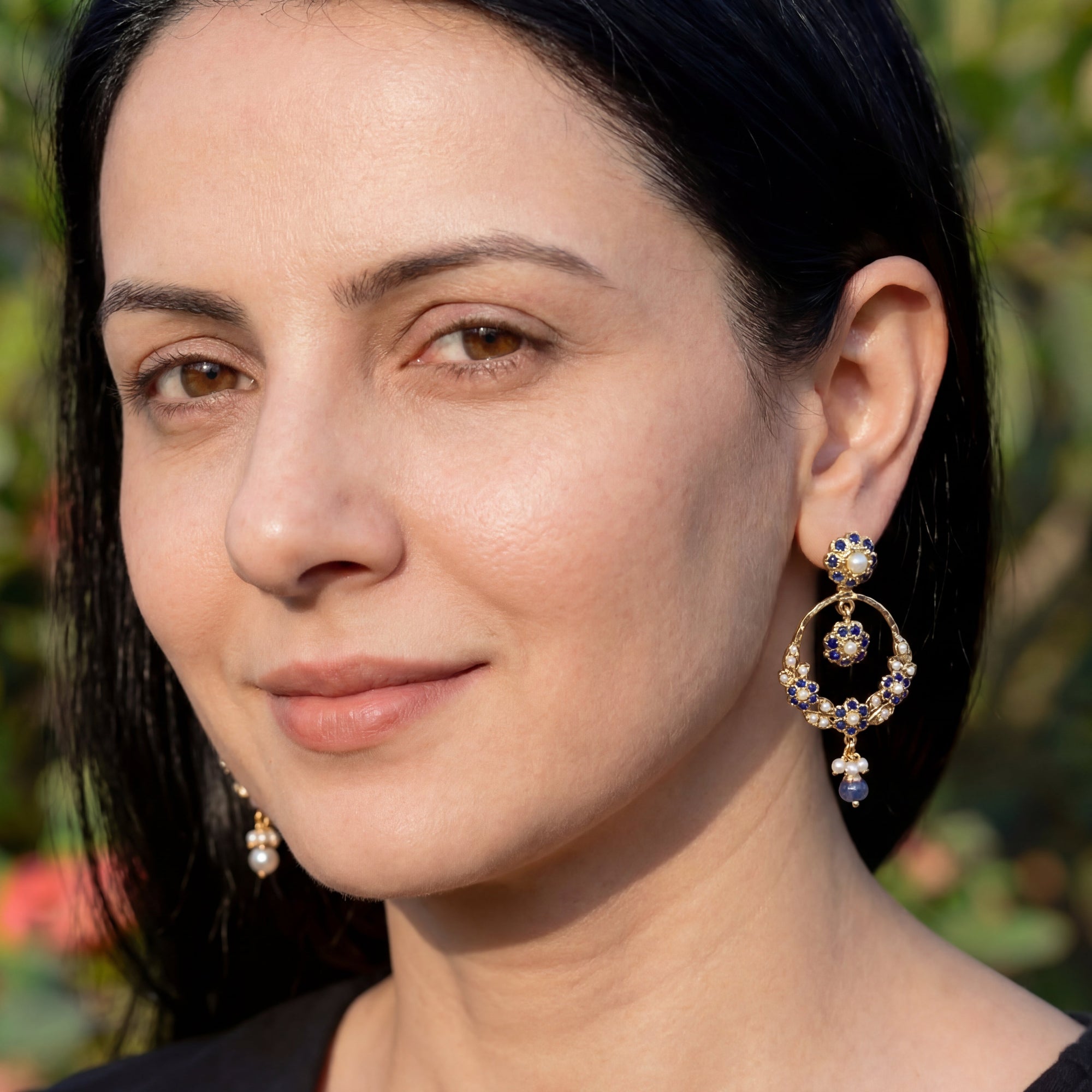 Small Jadau Earrings | 925 Silver Gold Plated | Chandbali Design ER 495