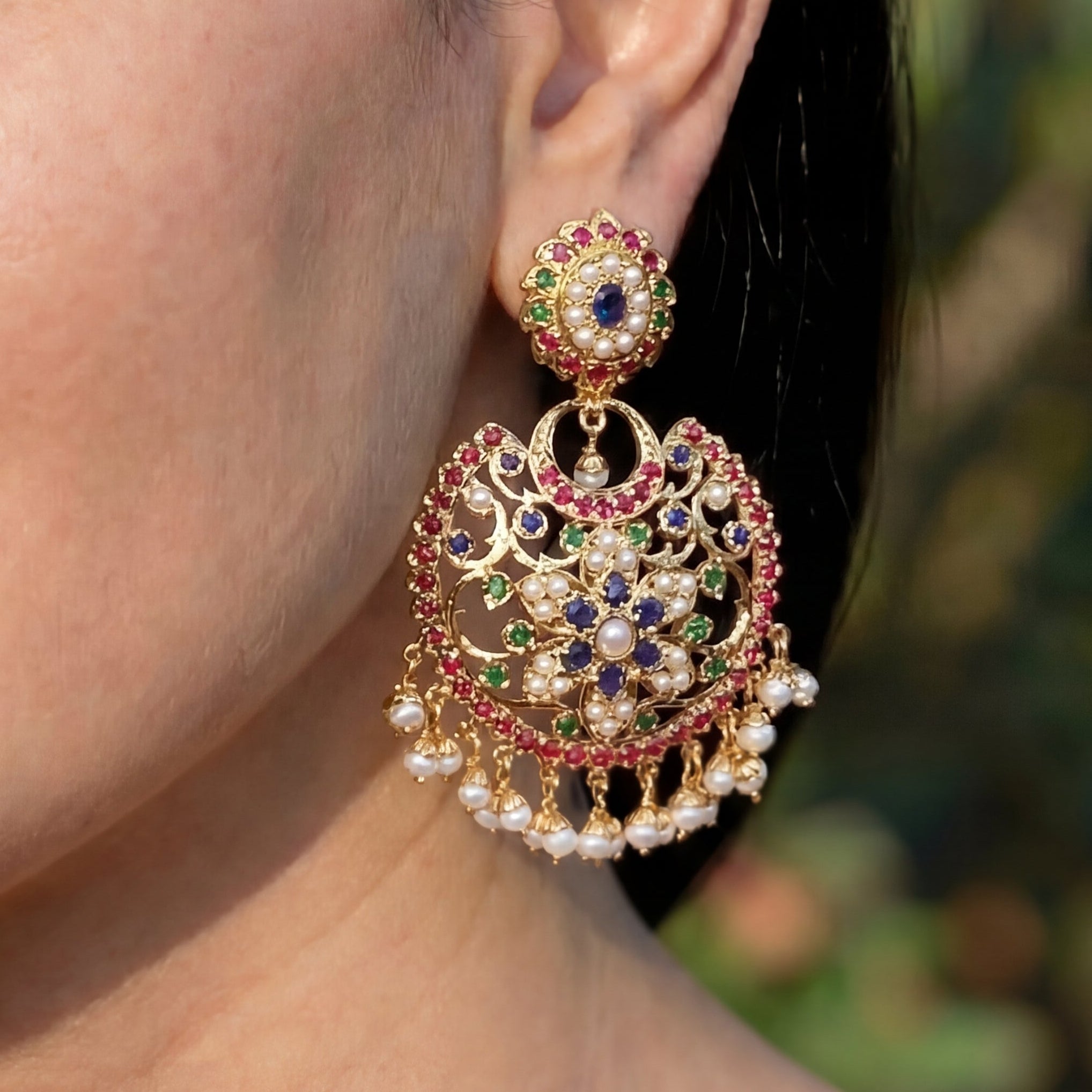 Exquisite Chandbali Earrings | Multicoloured Earrings | Gold Plated ER 366