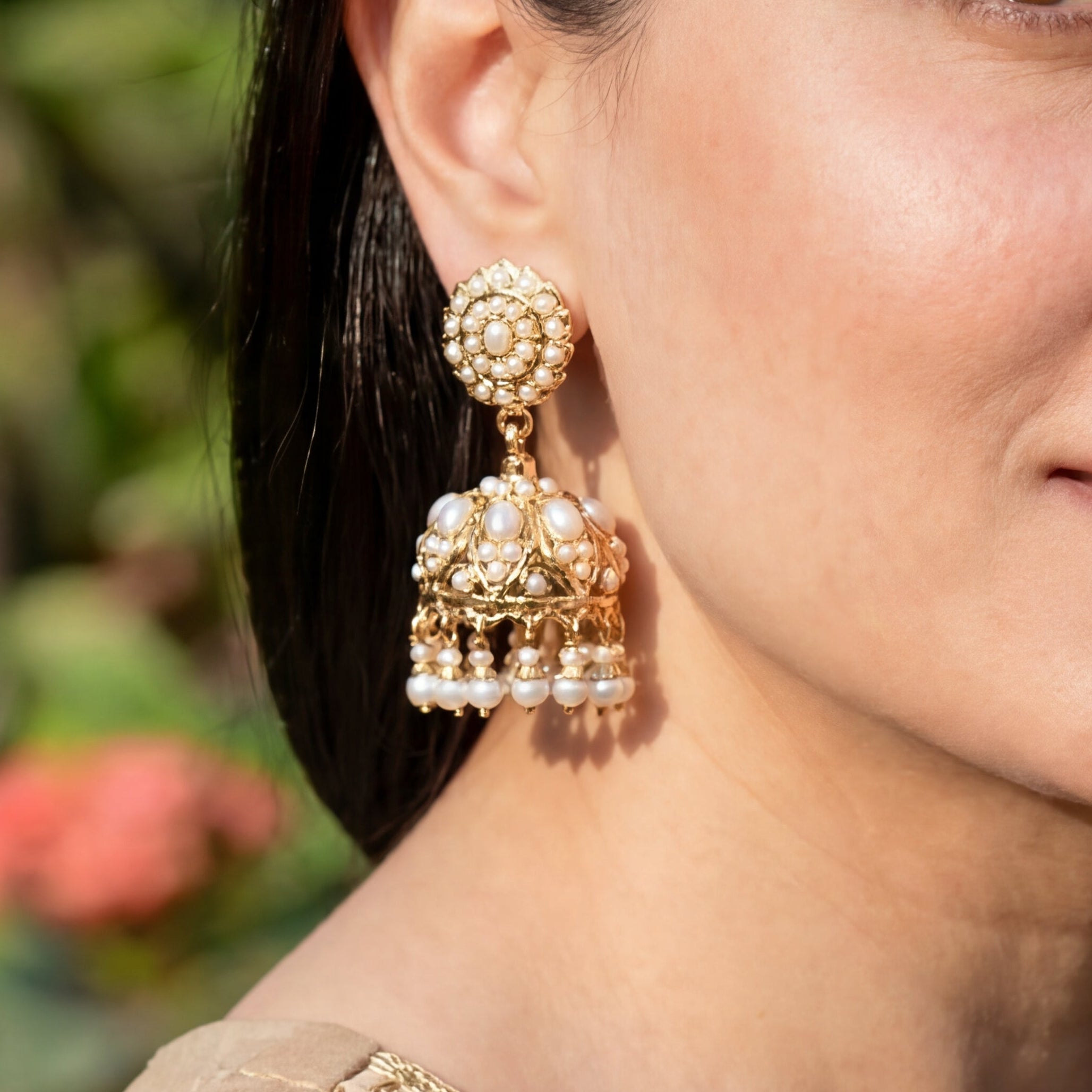 Real Pearl Jhumka | For Girls & Women | Gold Plated Silver ER 156