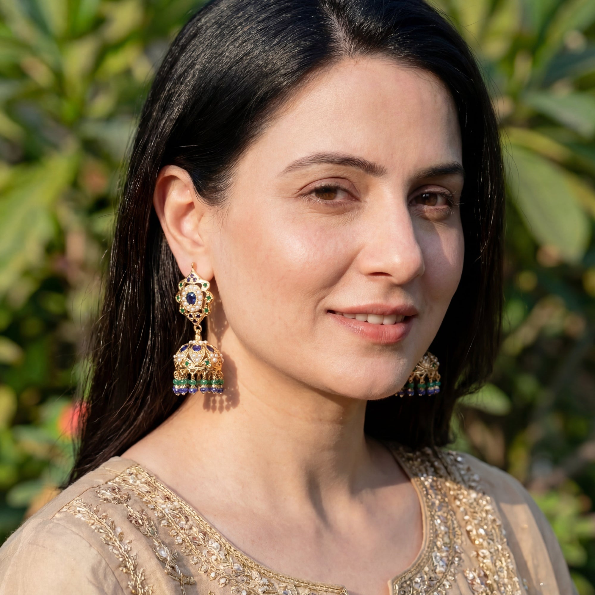 Gold Plated Earrings on Silver | Indian Jadau Jewelry ER 252