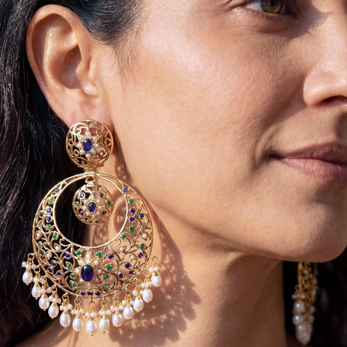 పెద్ద చంద్బాలీ చెవిపోగులు | పురాతన శైలి డిజైన్ | బోల్డ్ &amp; బ్యూటిఫుల్ ER 470