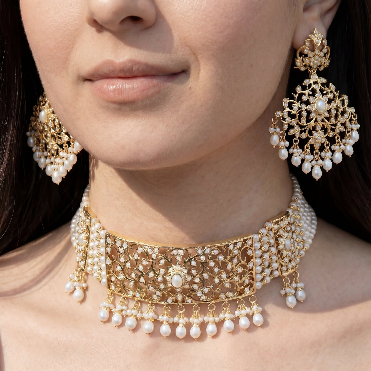 Traditional Rajasthani Add Choker Set Studded With Pearls NS 035