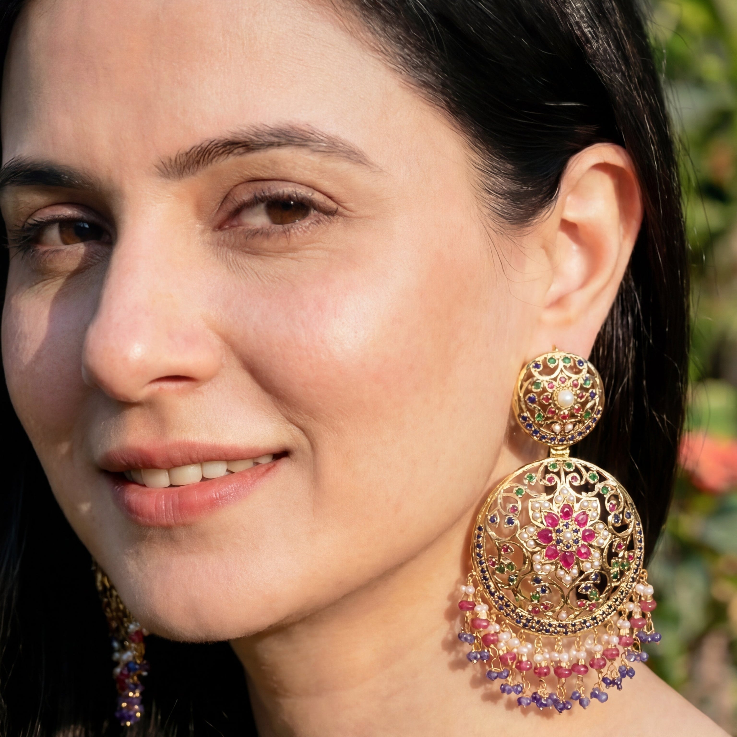 बहुरंगी चांदबाली बालियां | पार्टी वियर ज्वेलरी ER 468