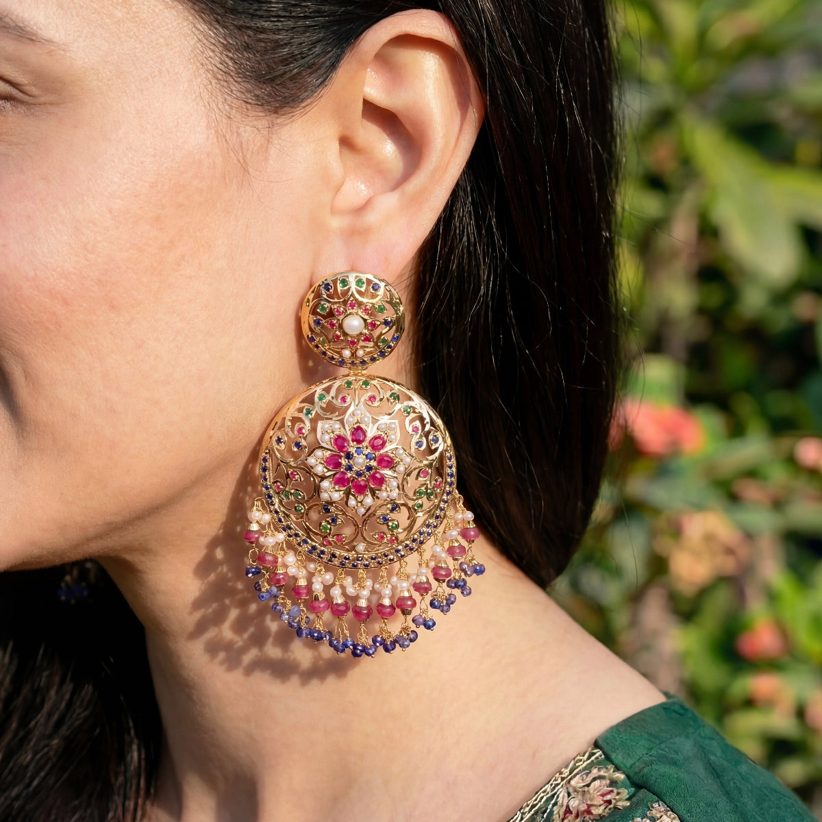 बहुरंगी चांदबाली बालियां | पार्टी वियर ज्वेलरी ER 468