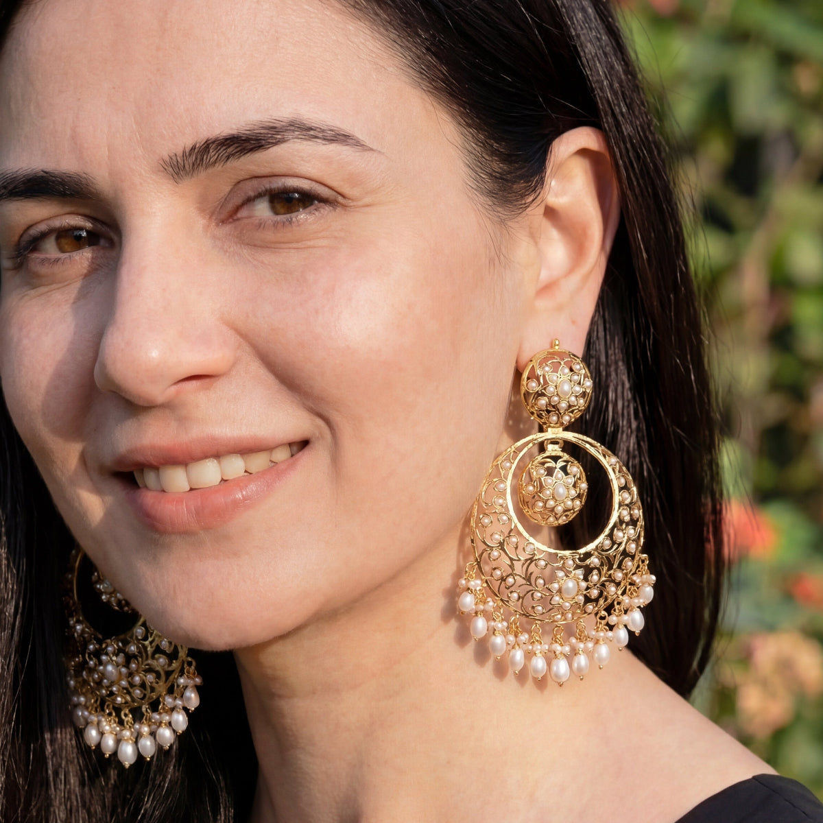 Gold Plated Earrings Online | Real Pearls | 925 Silver ER 250