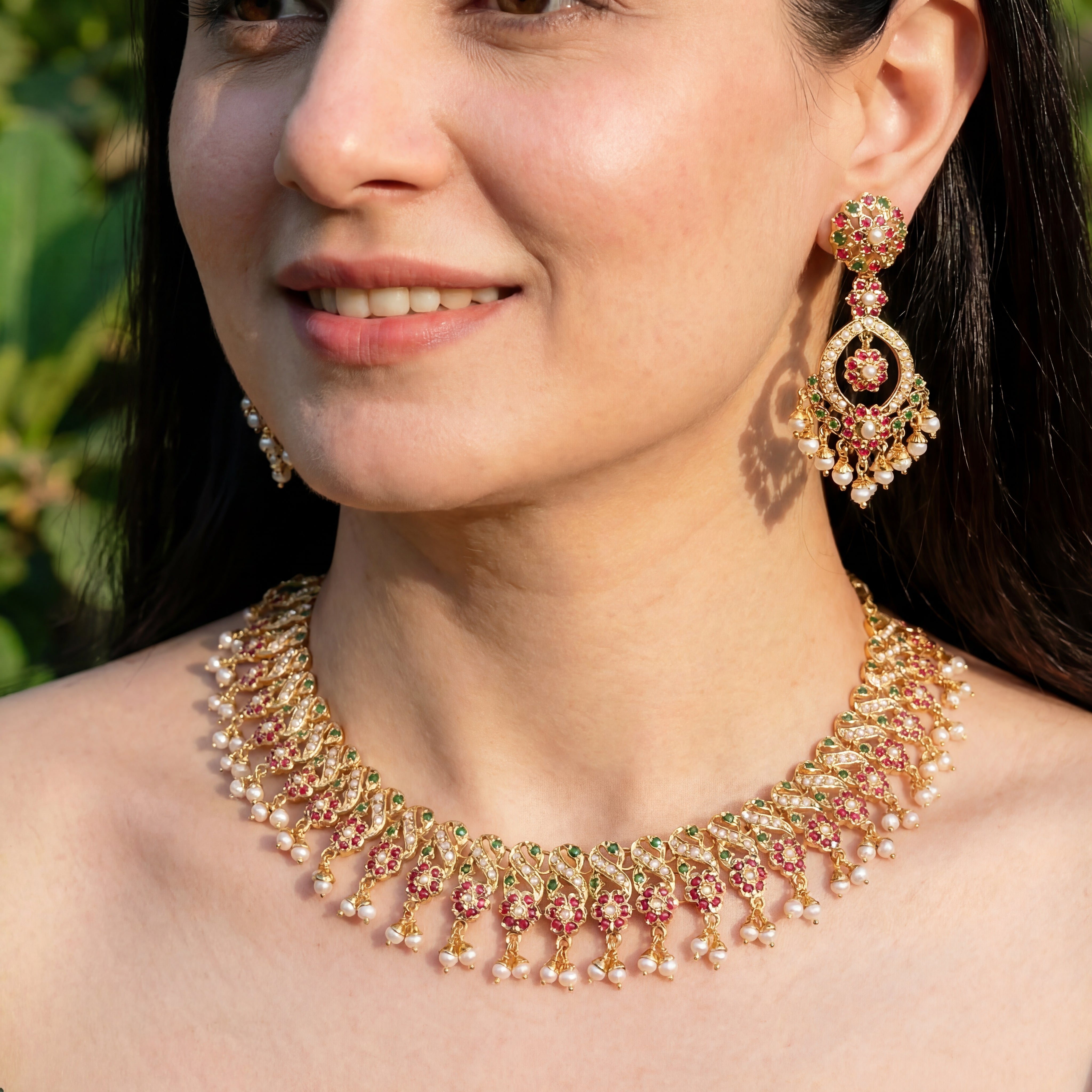 బంగారు పూత జడౌ సెట్ | హుందాగా &amp; సొగసైన | స్టెర్లింగ్ సిల్వర్ NS 220