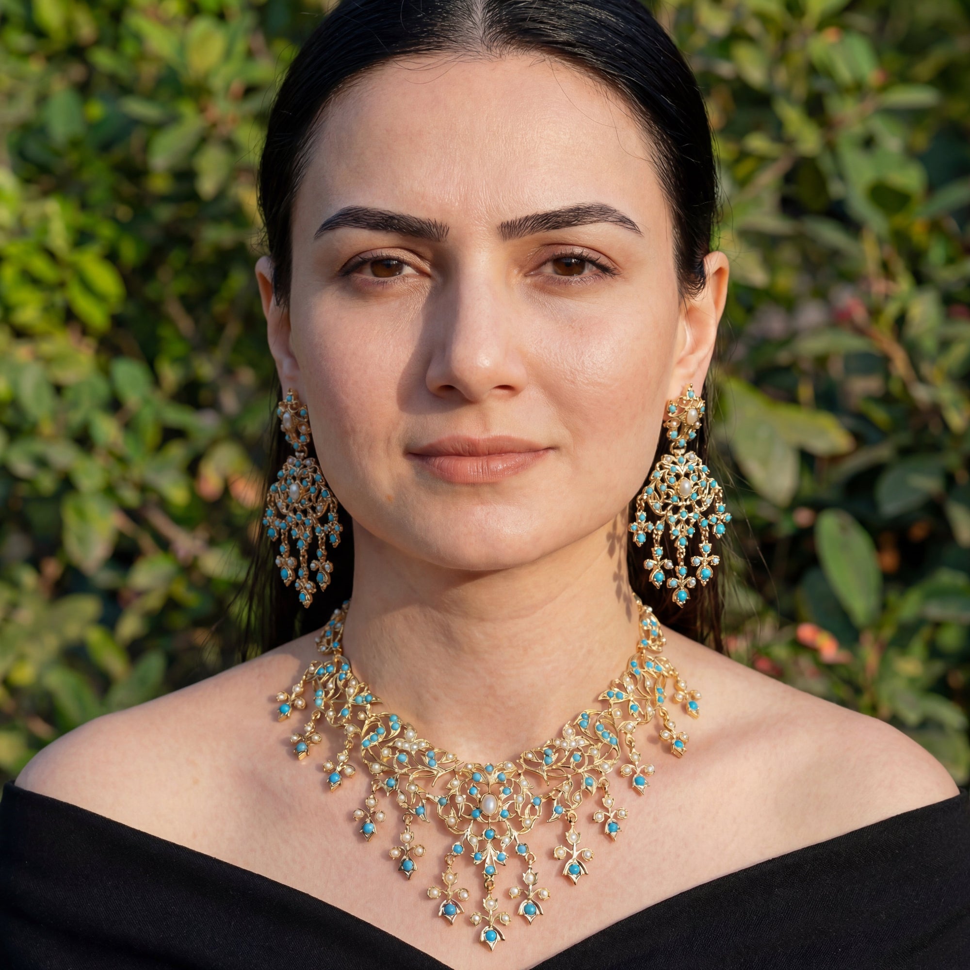 Gold Plated Silver Jewellery Online | Antique Necklace Set Design NS 056