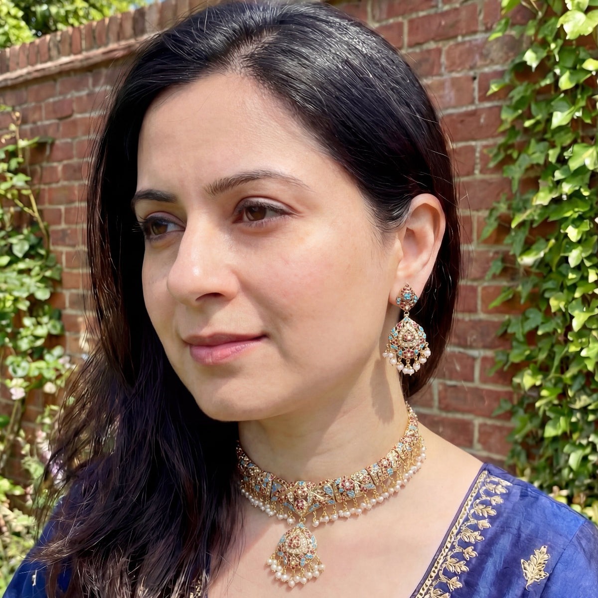 బహుళ-రంగు జడౌ నెక్లెస్ సెట్ | సాంప్రదాయ రాజస్థానీ డిజైన్ NS 241