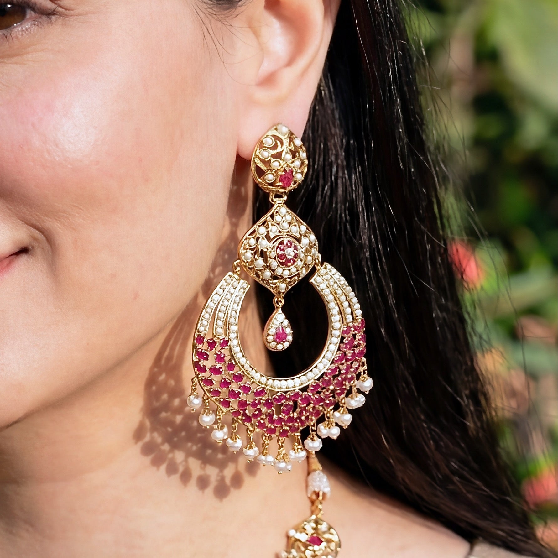 Big Chandbali Earrings | Exquisite Modern Design | Sterling Silver with Gold Plating ER 130