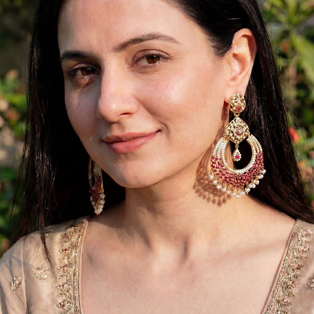 Big Chandbali Earrings | Exquisite Modern Design | Sterling Silver with Gold Plating ER 130