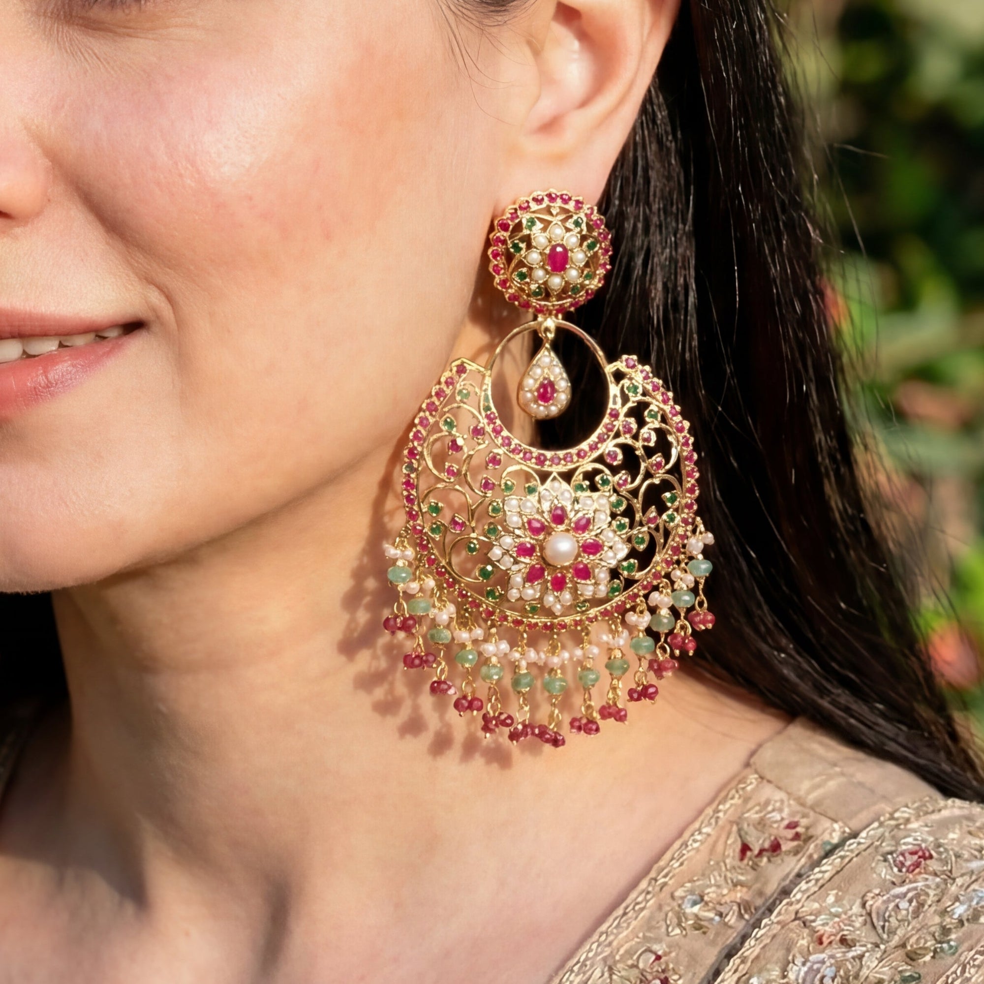 Exquiste Statement Chandbali Earrings | Antique Earrings on Gold Plated Silver ER 227