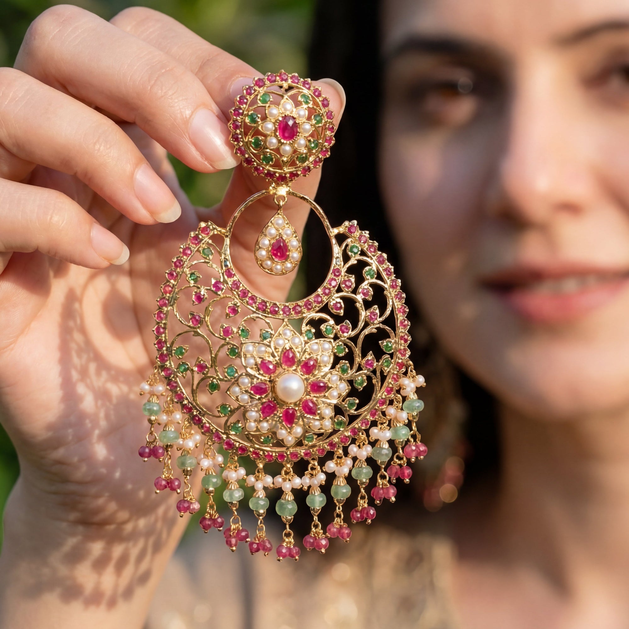 Exquiste Statement Chandbali Earrings | Antique Earrings on Gold Plated Silver ER 227