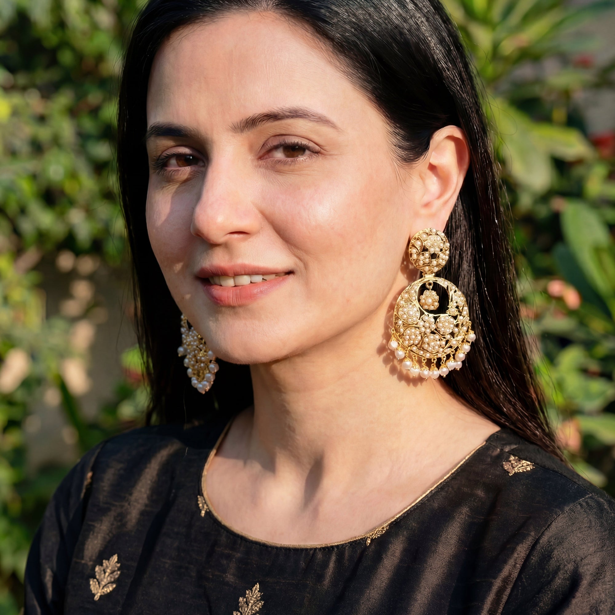 ముత్యాల చెవిపోగులు బంగారు పూత | స్టెర్లింగ్ సిల్వర్ &amp; రియల్ పెరల్స్ ER 535