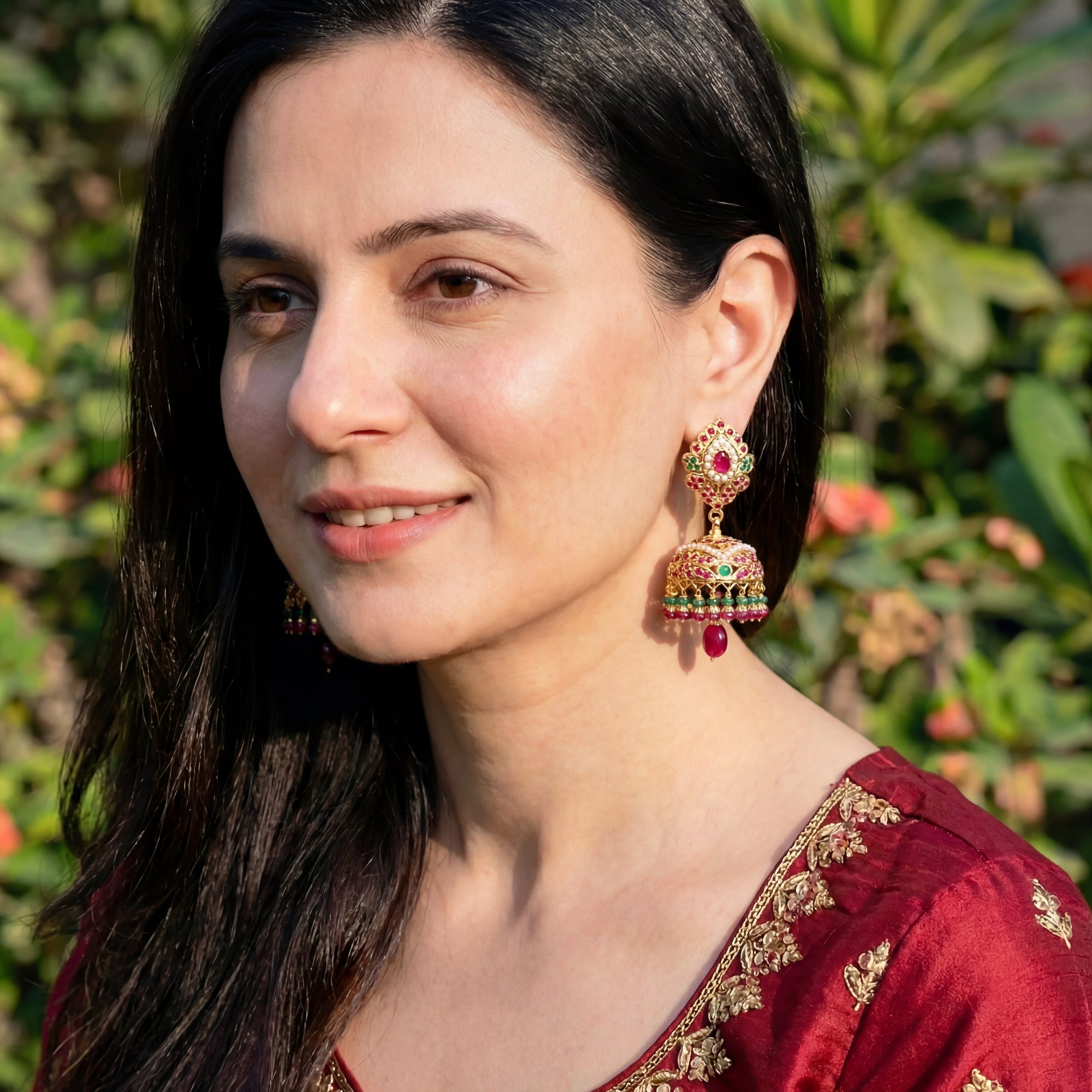 Punjabi Jhumka | Jadau Earrings for Women Online ER 418