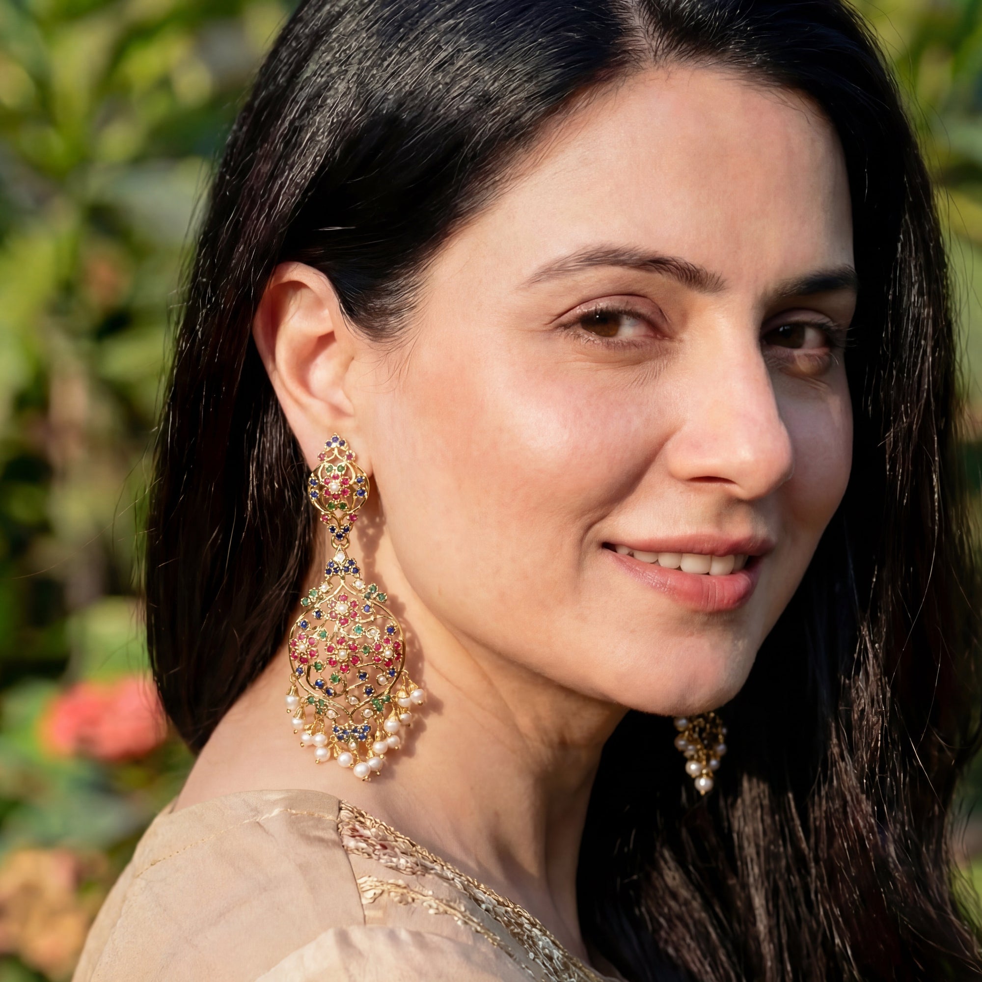 Handcrafted Victorian Earrings in Gold Plated Silver | ER 436