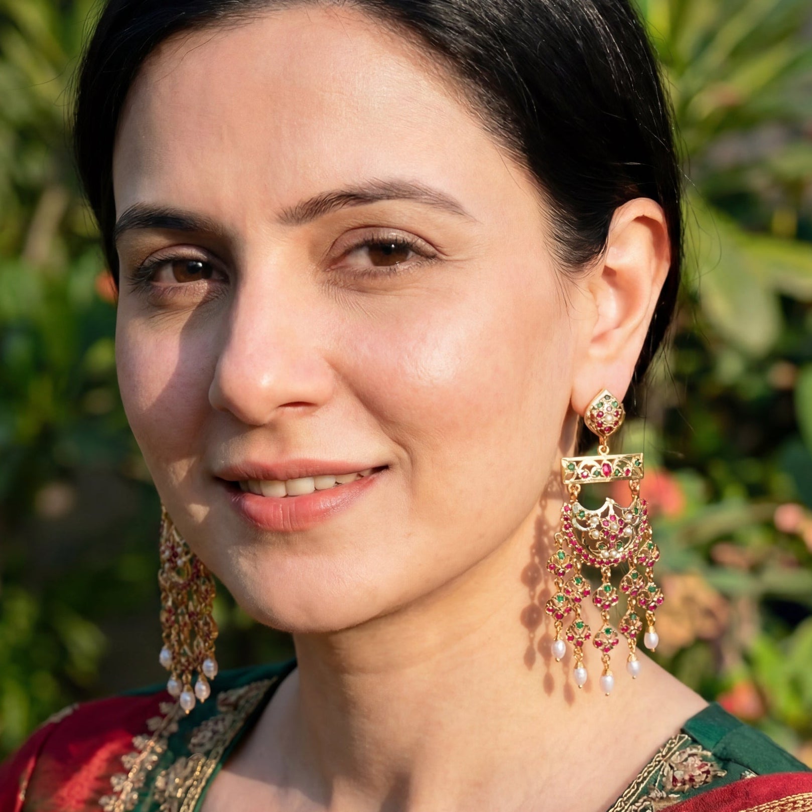 Ethnic Indian Earrings | Stone Studded on Gold Plated on Silver ER 570