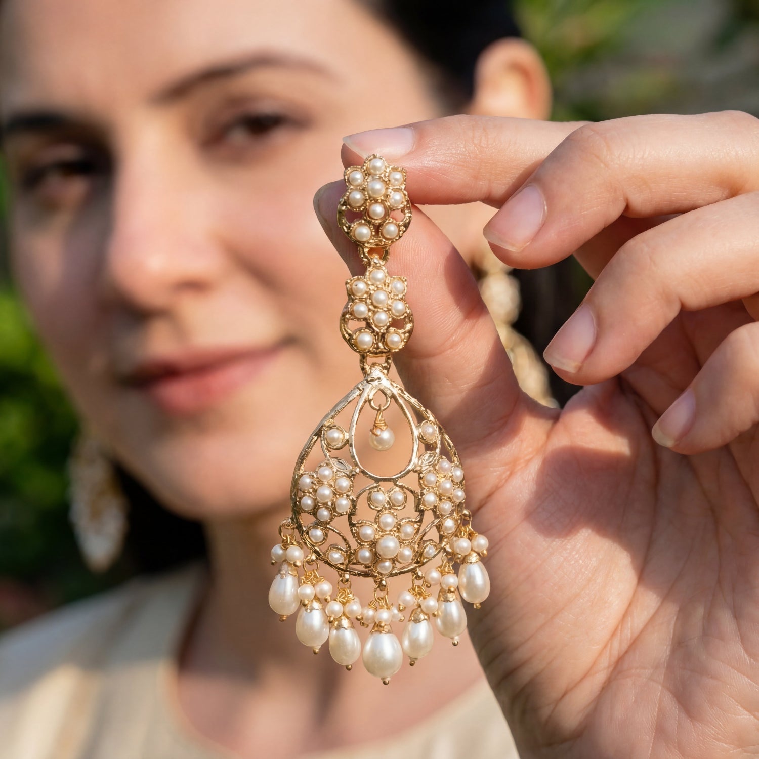 Long Earrings with Freshwater Pearls | Gold Plated on Silver ER 558