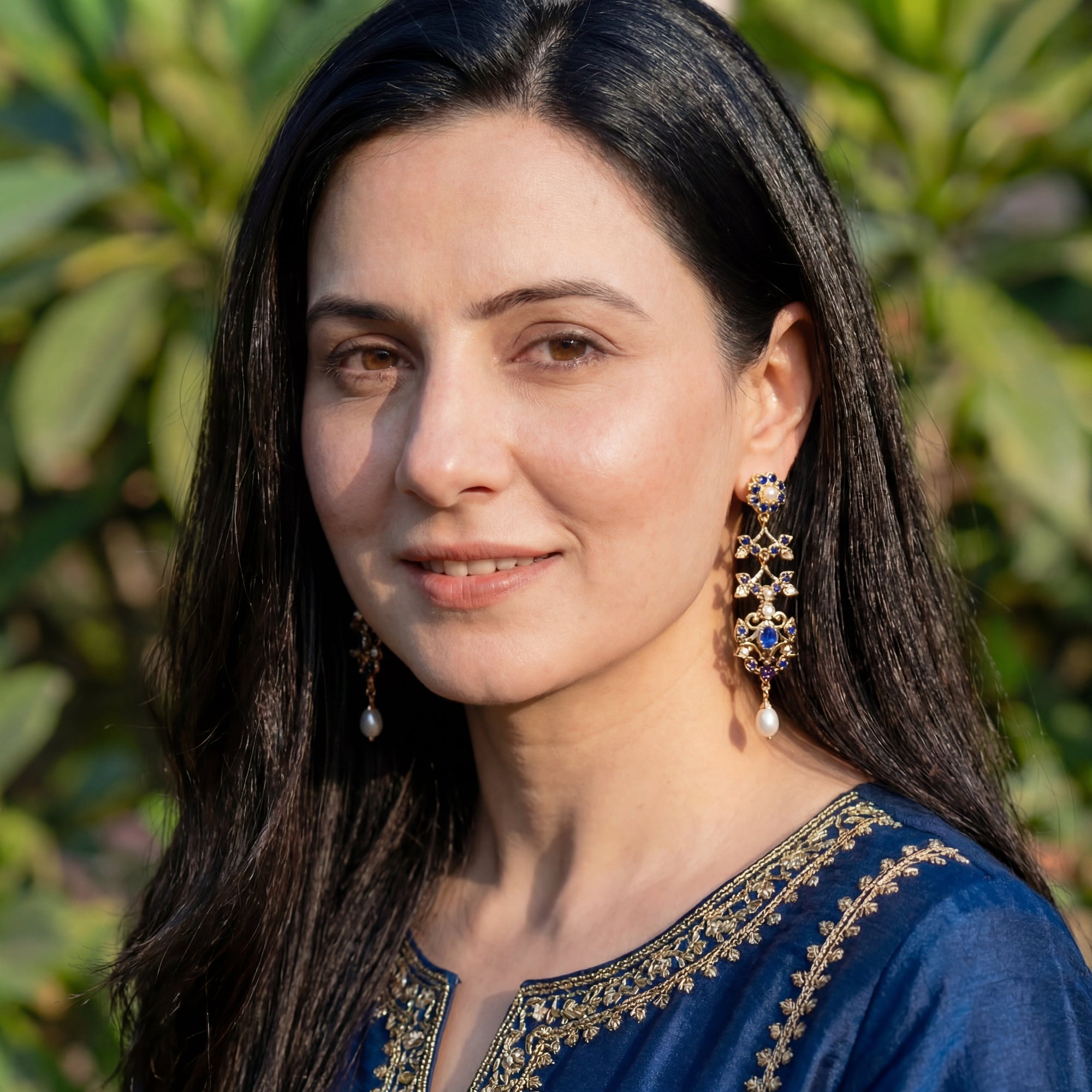 Long and Slender Jadau Earrings for Girls | Gold Plated on Silver ER 616