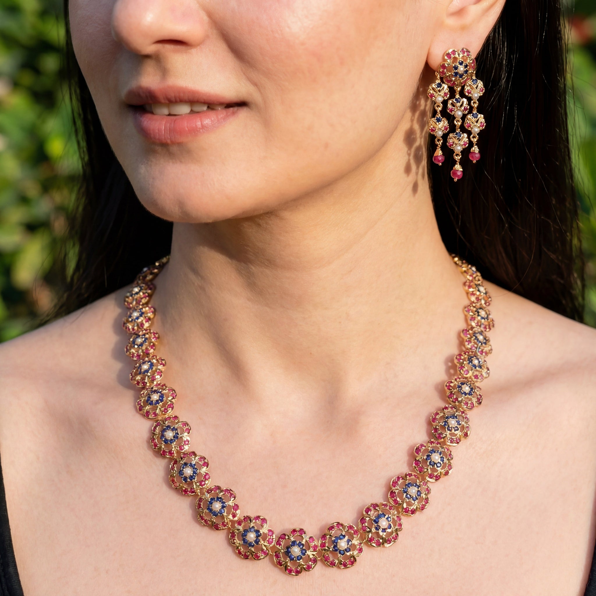 Traditional Arabian Style Necklace Set | Gold Plated on Silver | Fusion Jewelry NS 396