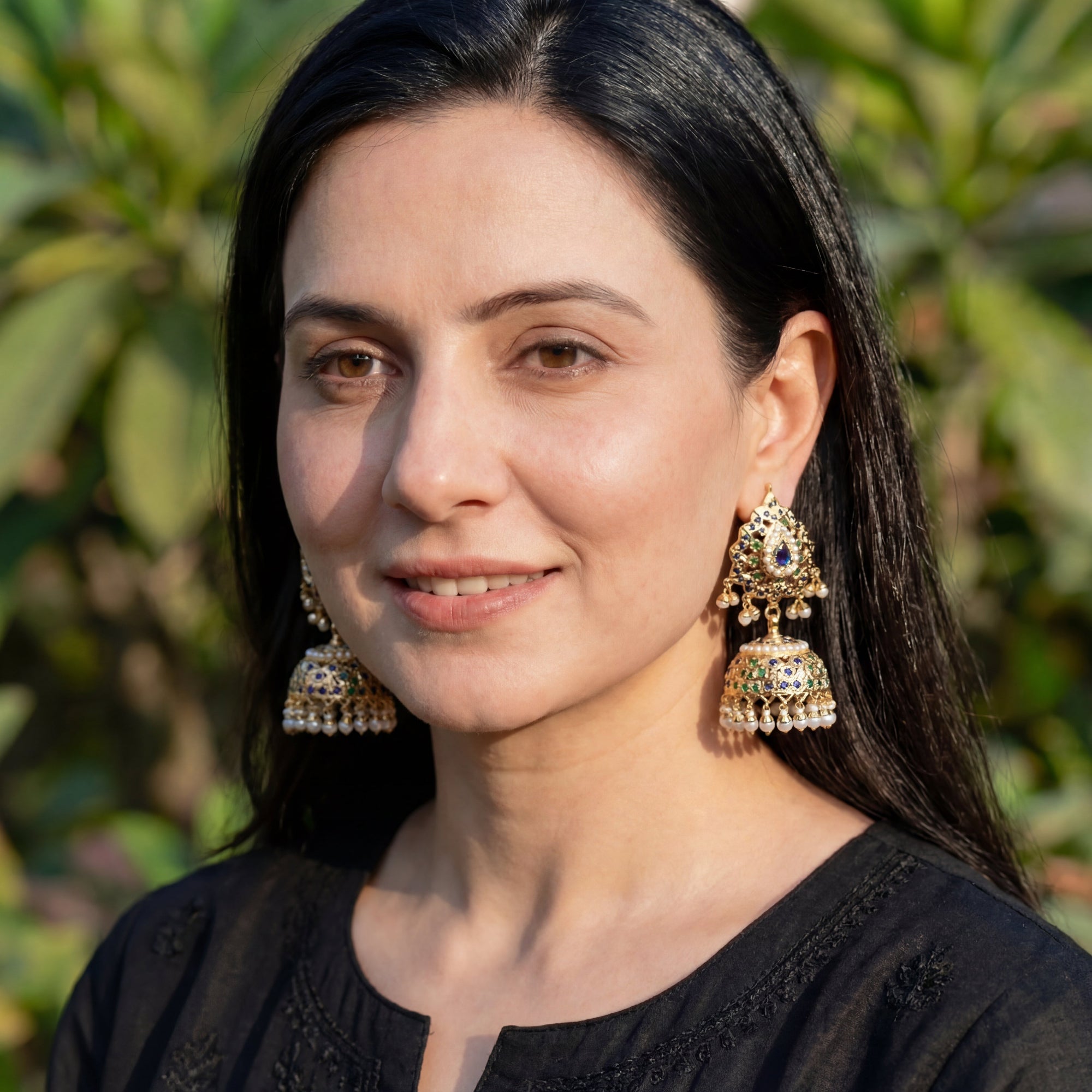 Gold Plated Jadau Jhumkas in Silver | Indian Fashion Jewelry Online ER 313