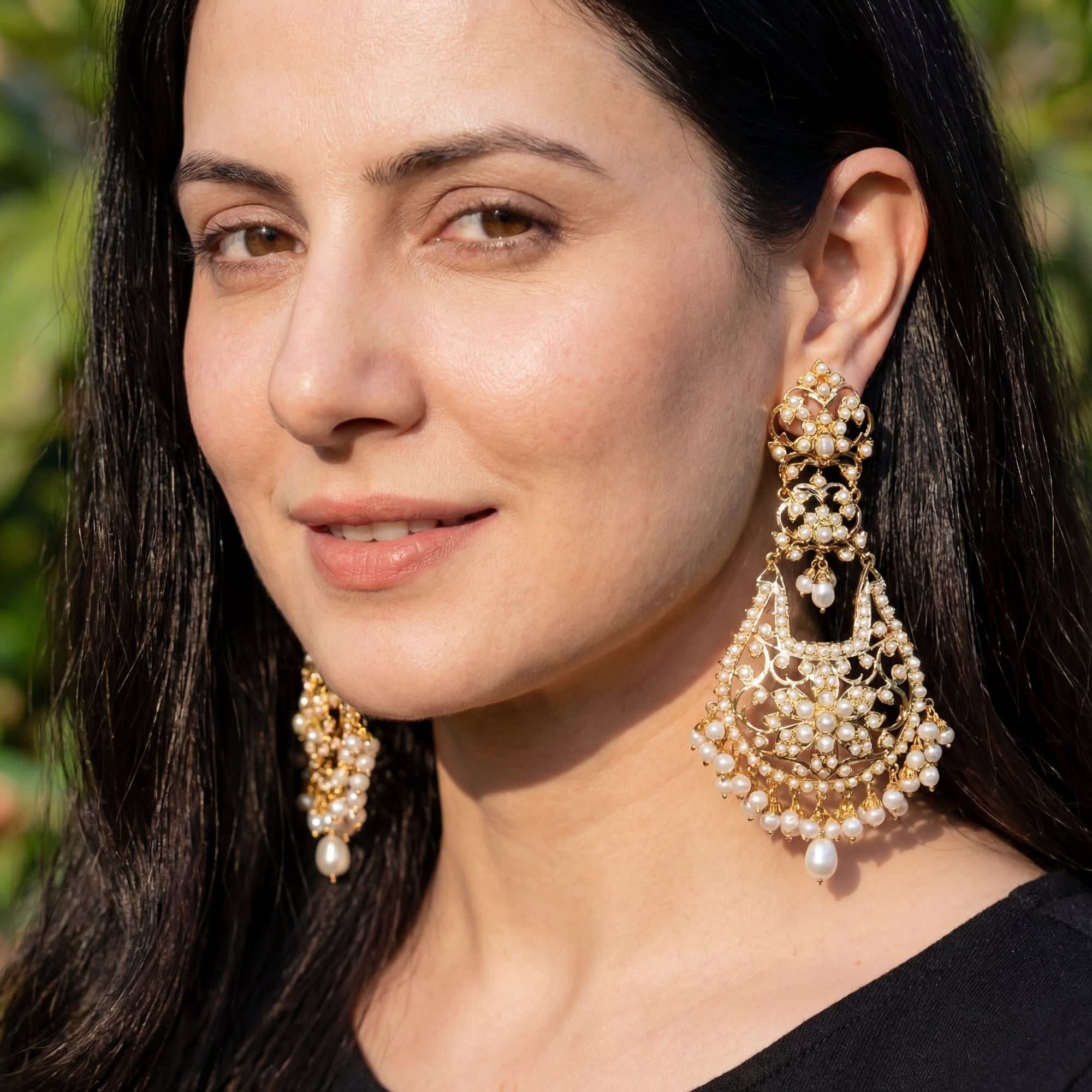 Pearl Earrings | Statement Danglers on Gold Plated Silver ER 434
