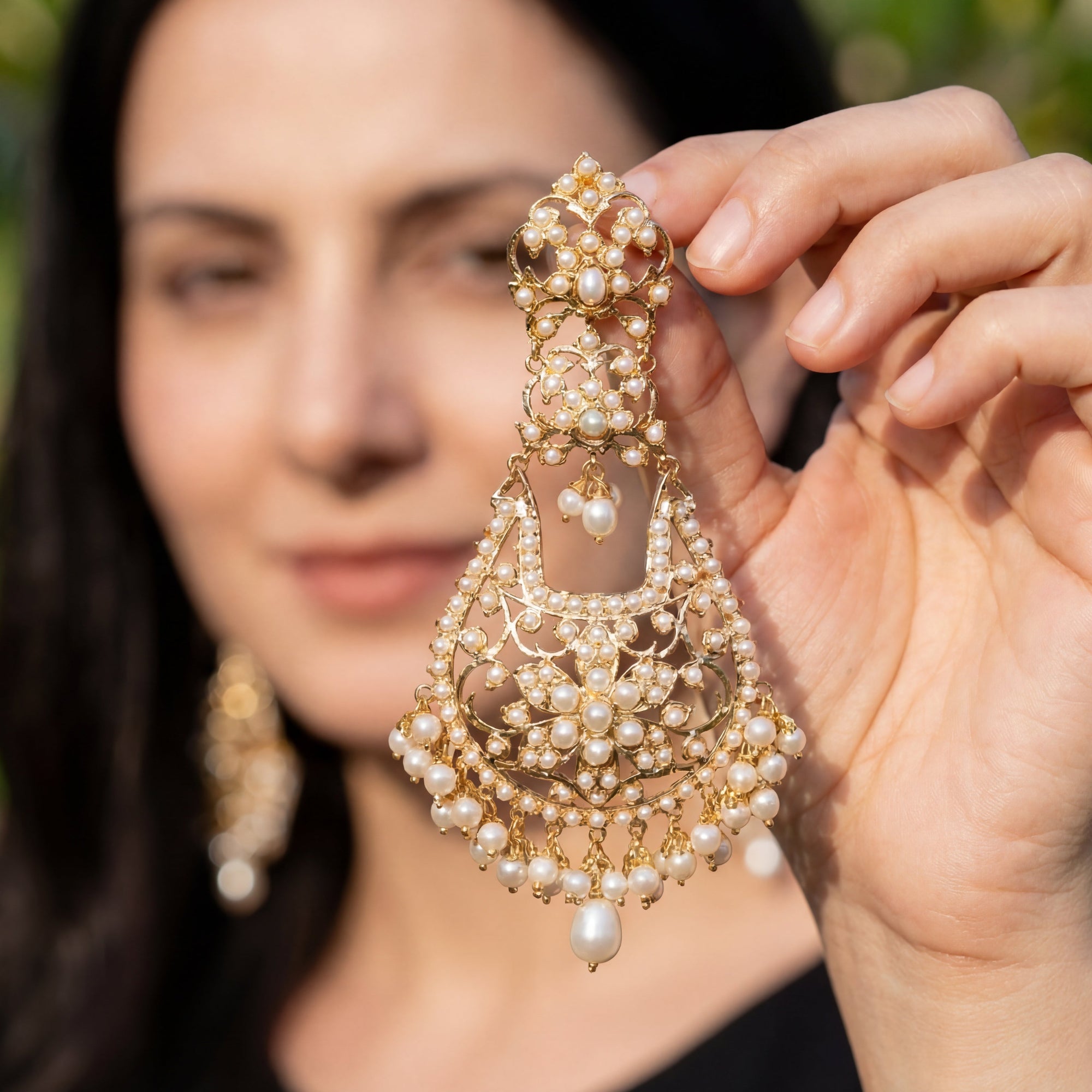 Pearl Earrings | Statement Danglers on Gold Plated Silver ER 434