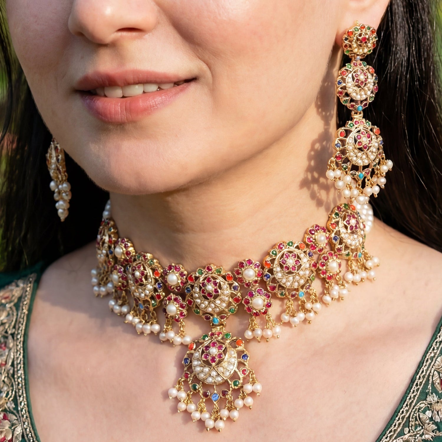 Navratna Choker Set | Gold Plated on Silver NS 430