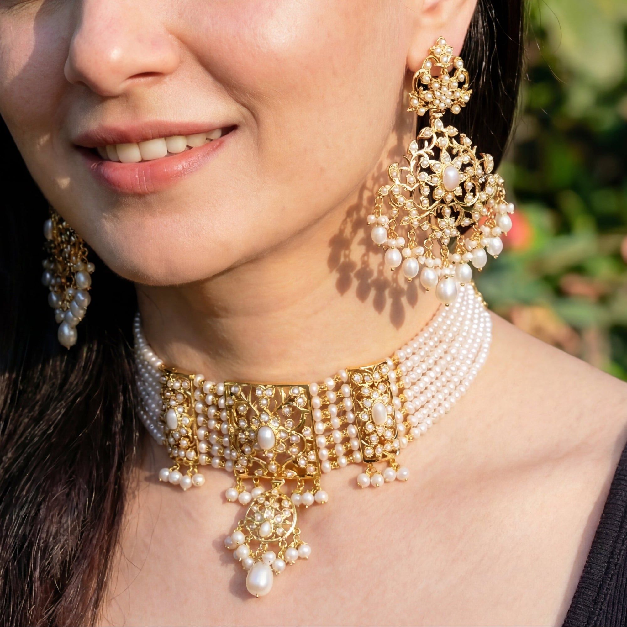 Gold Plated Choker Set | Traditional Indian Jadau Jewelry Online NS 052