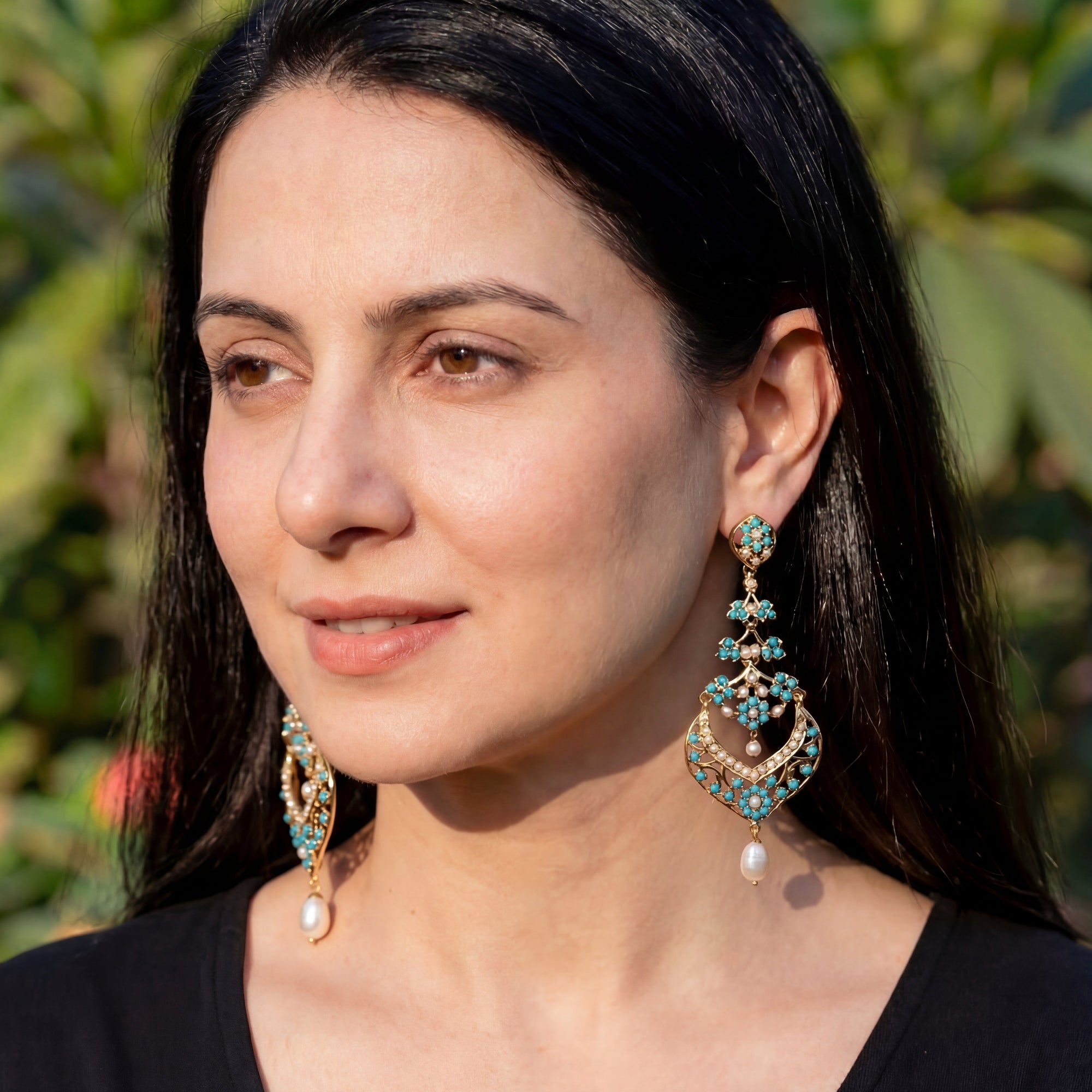 Gorgeous Pheroza Danglers | Gold Plated on Silver Base | ER 605