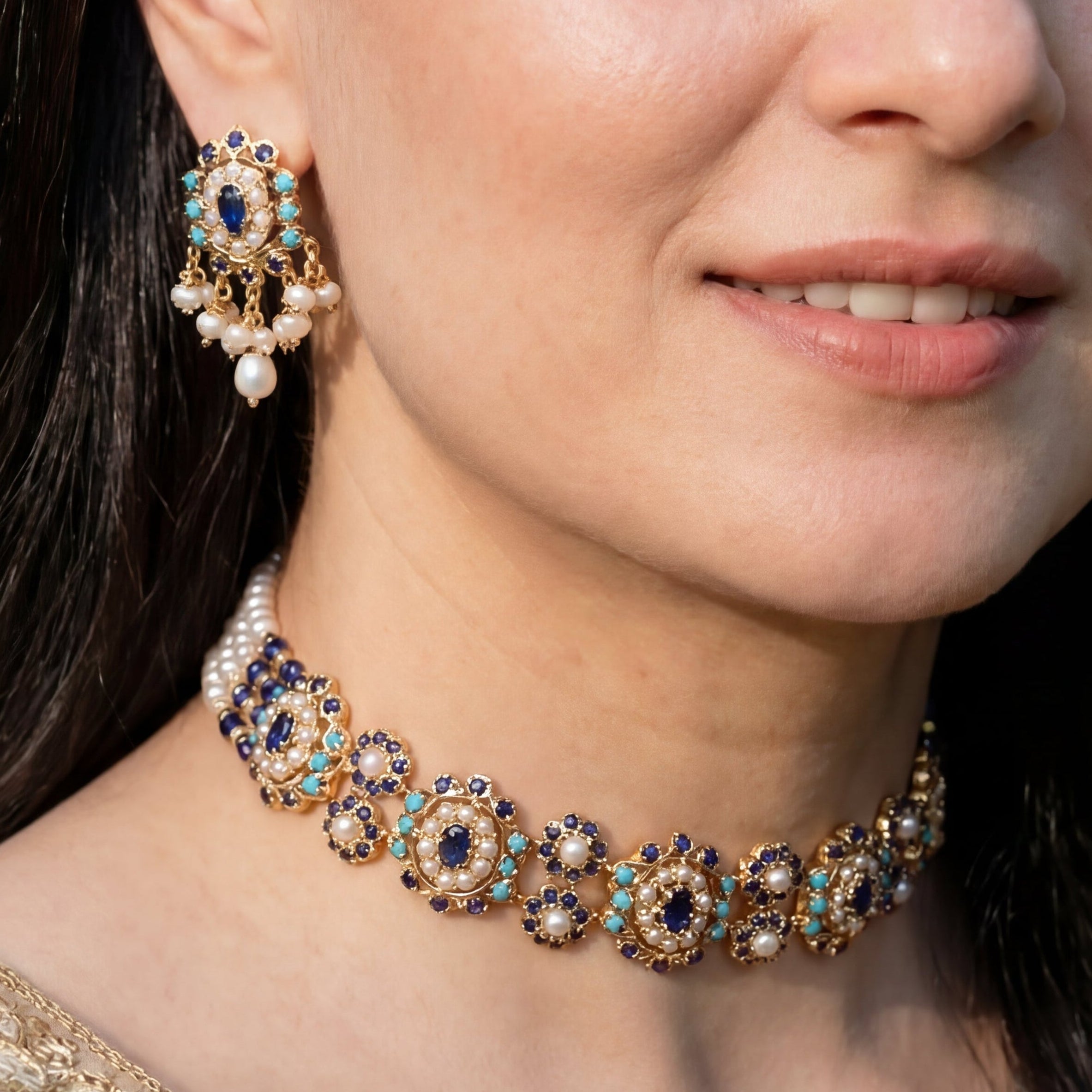 Rajasthani Choker Set | Gold Plated on Silver | Modern Design NS 384