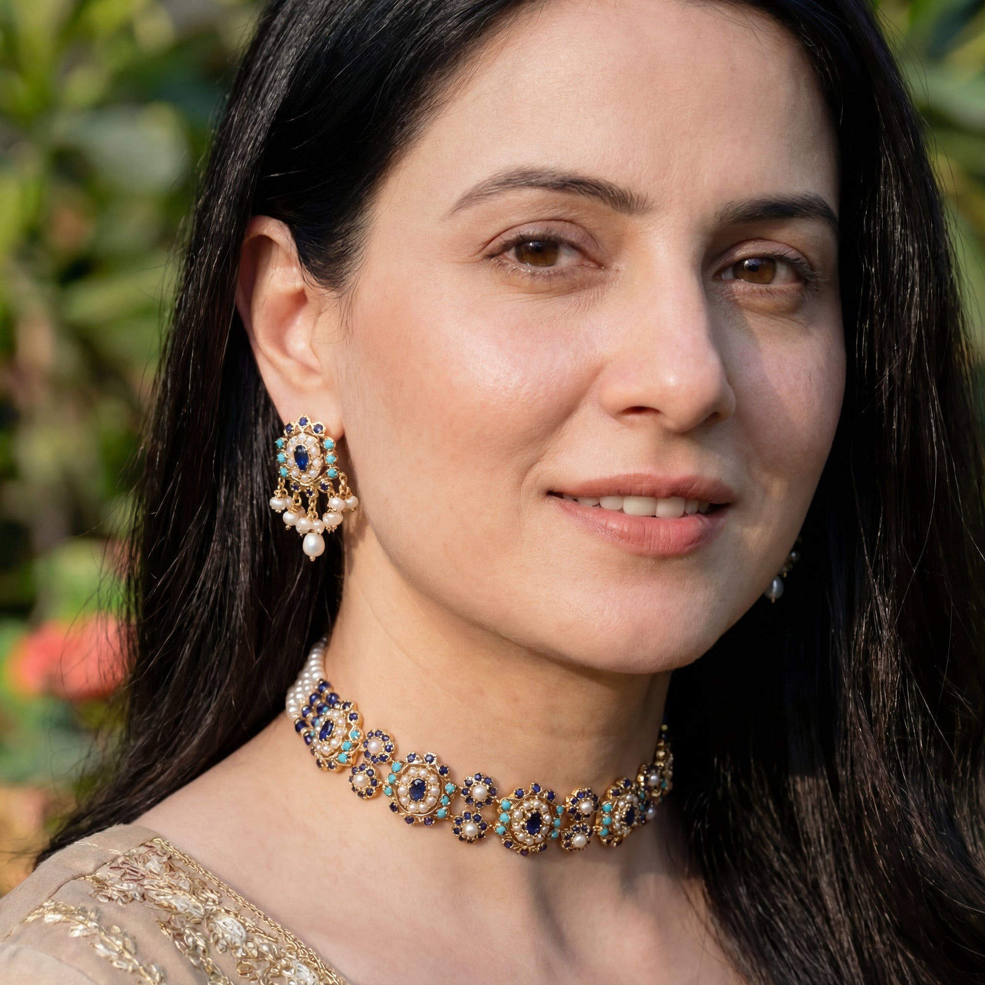 Rajasthani Choker Set | Gold Plated on Silver | Modern Design NS 384