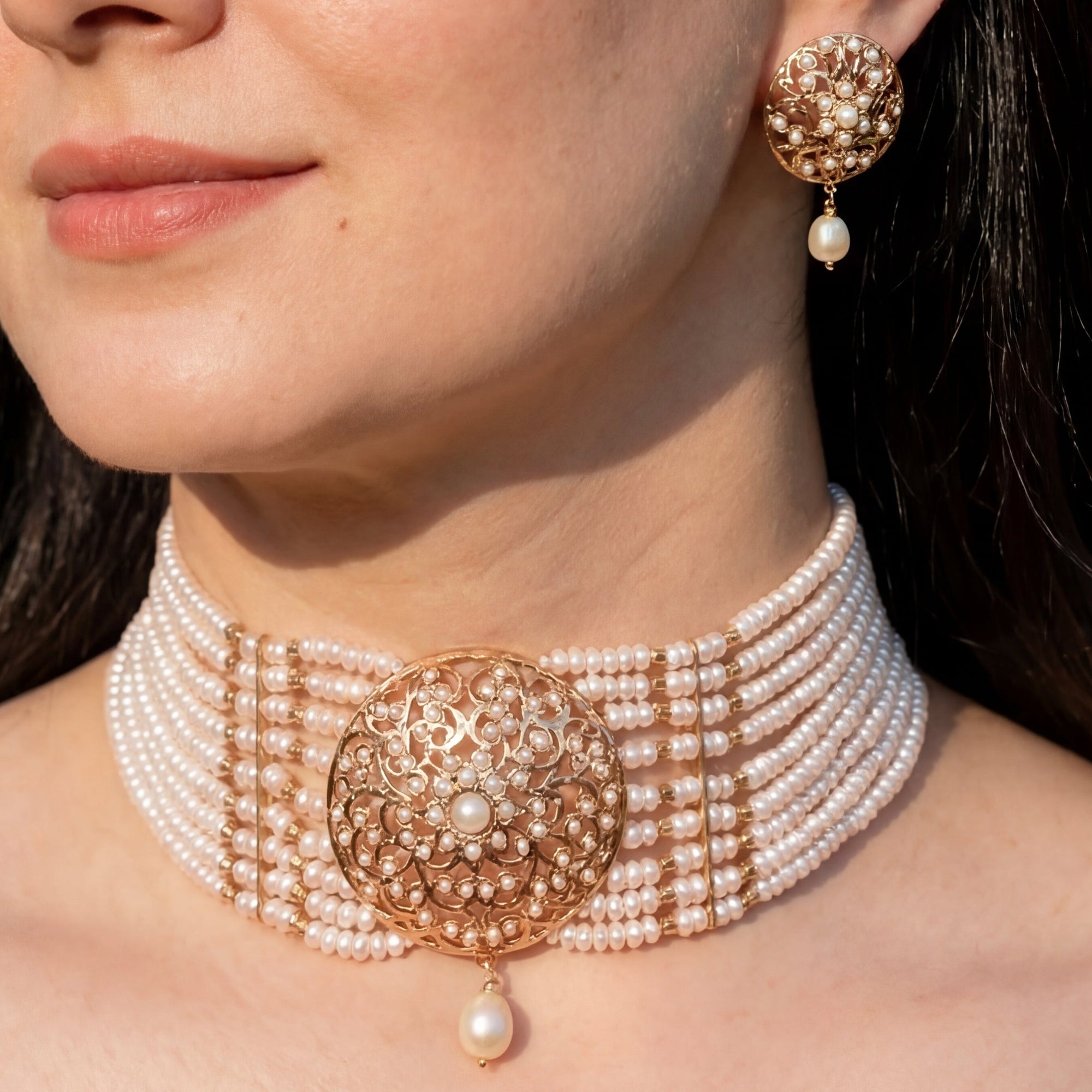 Pearl Choker Set for Women | Affordable Indian Handmade Jewelry NS 427