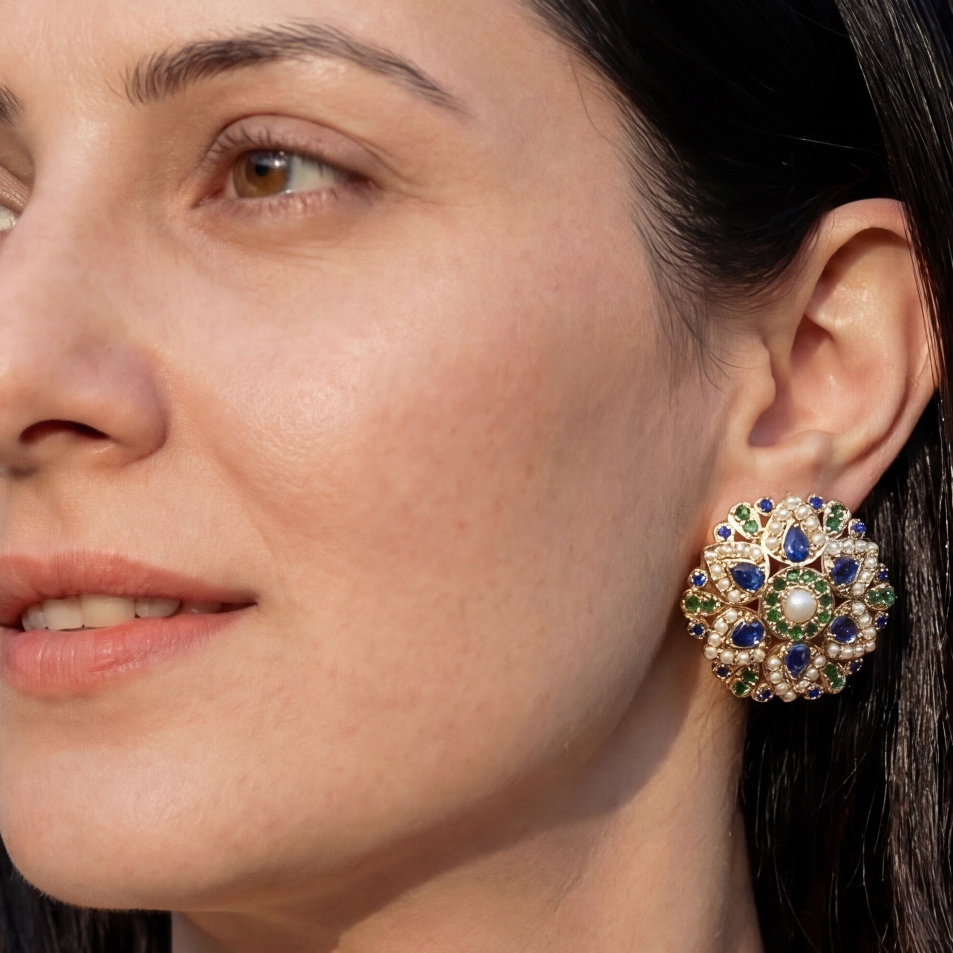 Womens Stud Earrings | Gold Plated on Silver | Jadau Earrings ER 485