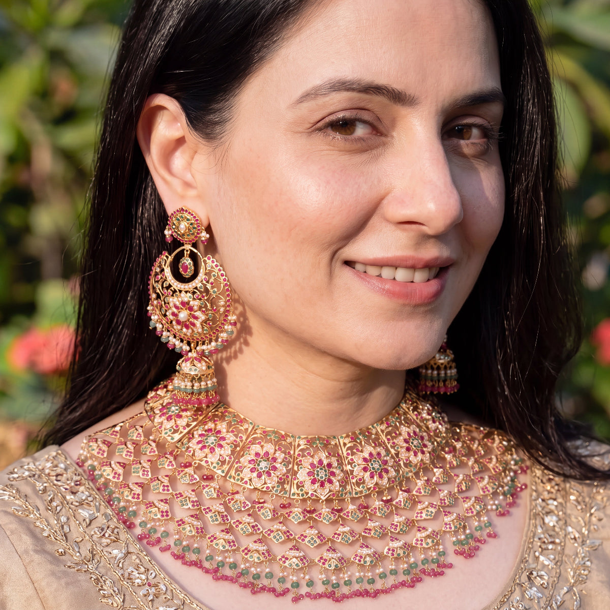 Bridal Gold Set | Statement Gold Jewellery | Mughal Necklace GNS 225