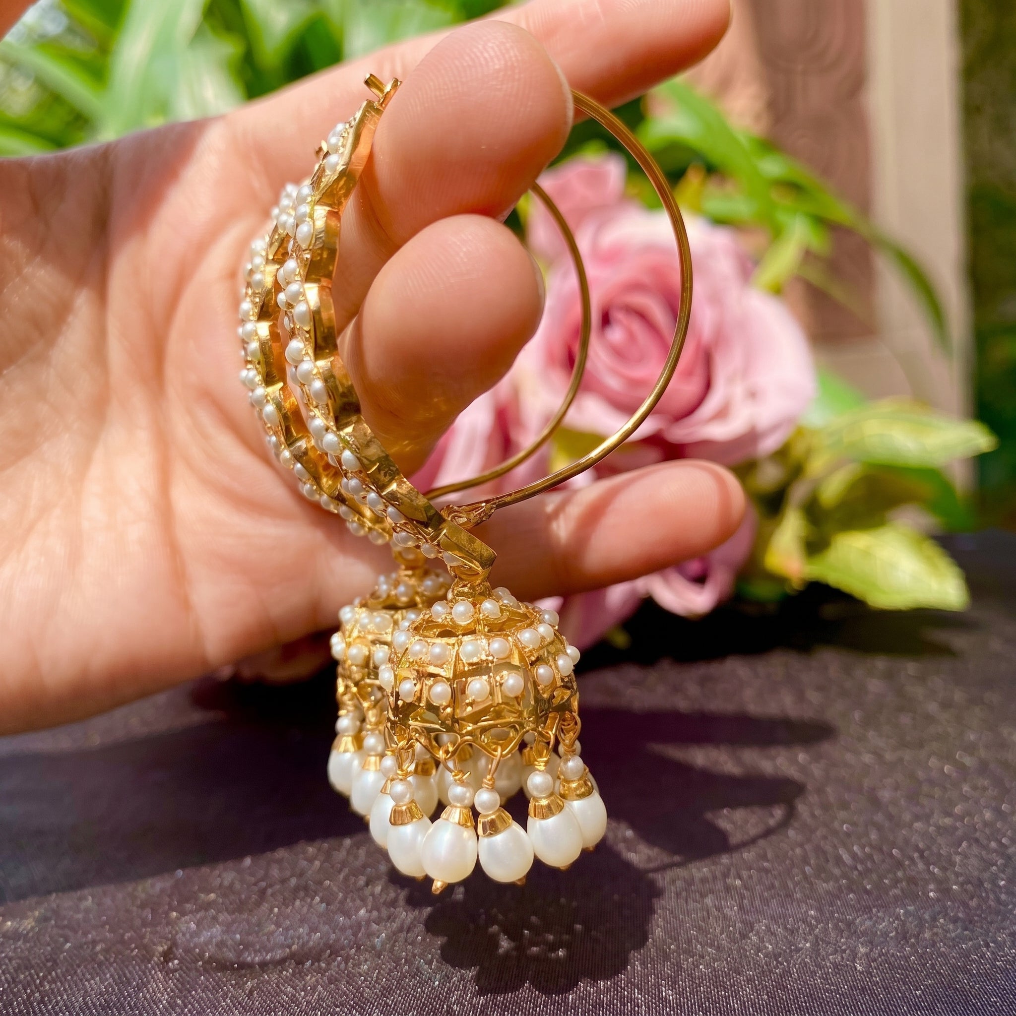 Pearl Dandi Jhumki Earrings | Gold Plated on Sterling Silver ER 076