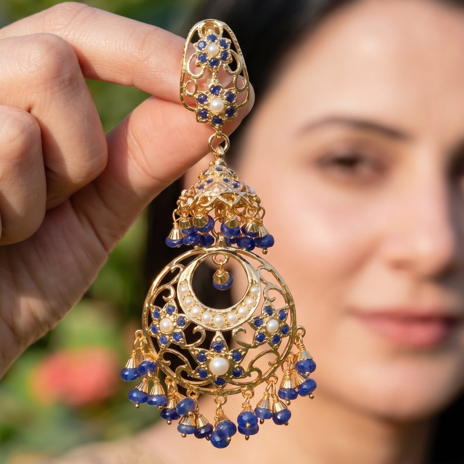 Exquisite Jadau Necklace Paired with Chandbali Jhumka Earrings | Gold Plated on Silver NS 453