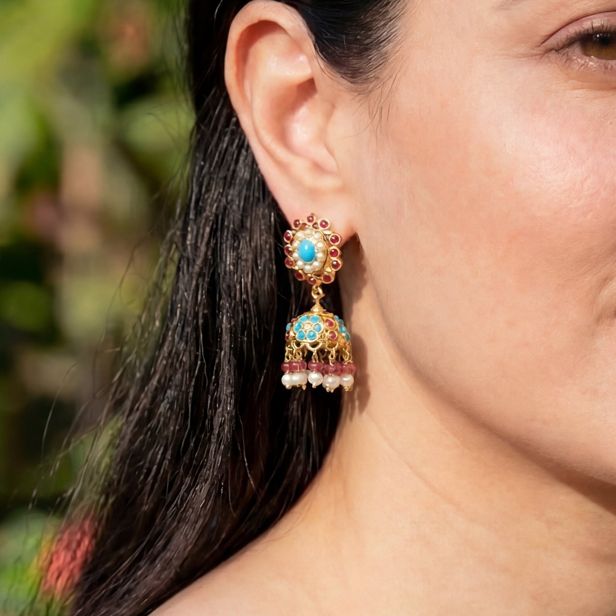 रूबी फिरोजा झुमका | फ़िरोज़ा झुमका | भारतीय आभूषण ऑनलाइन ER 597