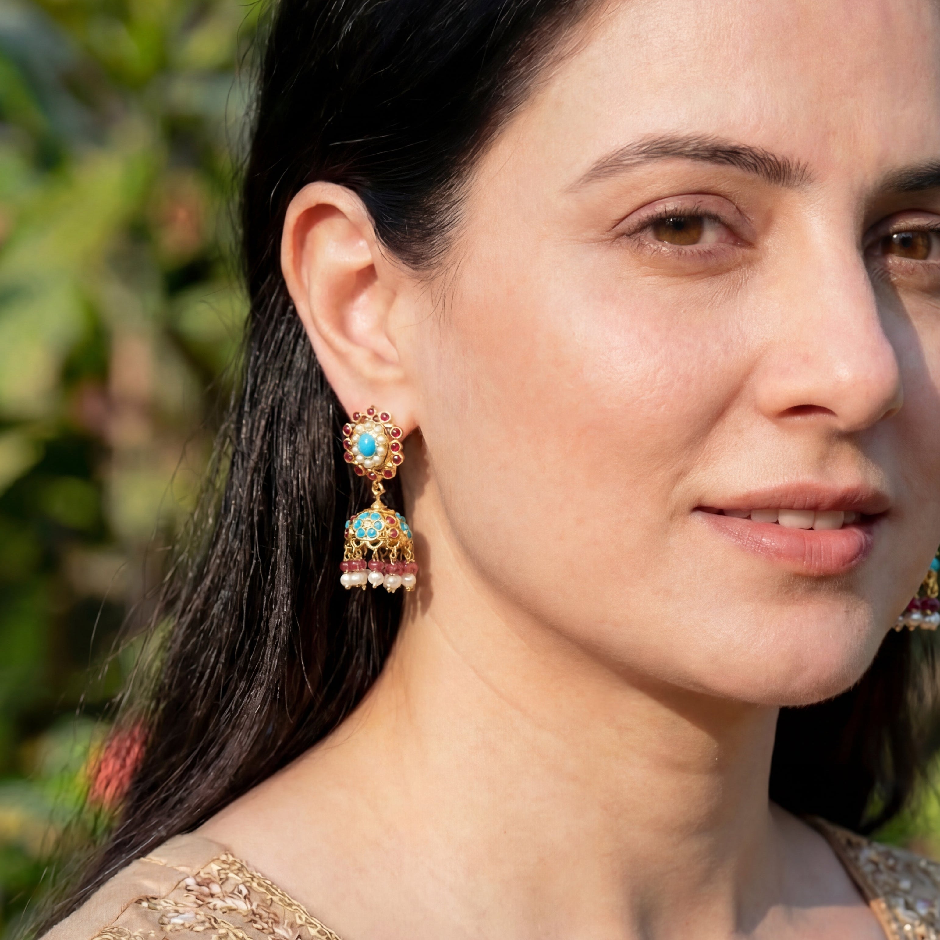 रूबी फिरोजा झुमका | फ़िरोज़ा झुमका | भारतीय आभूषण ऑनलाइन ER 597