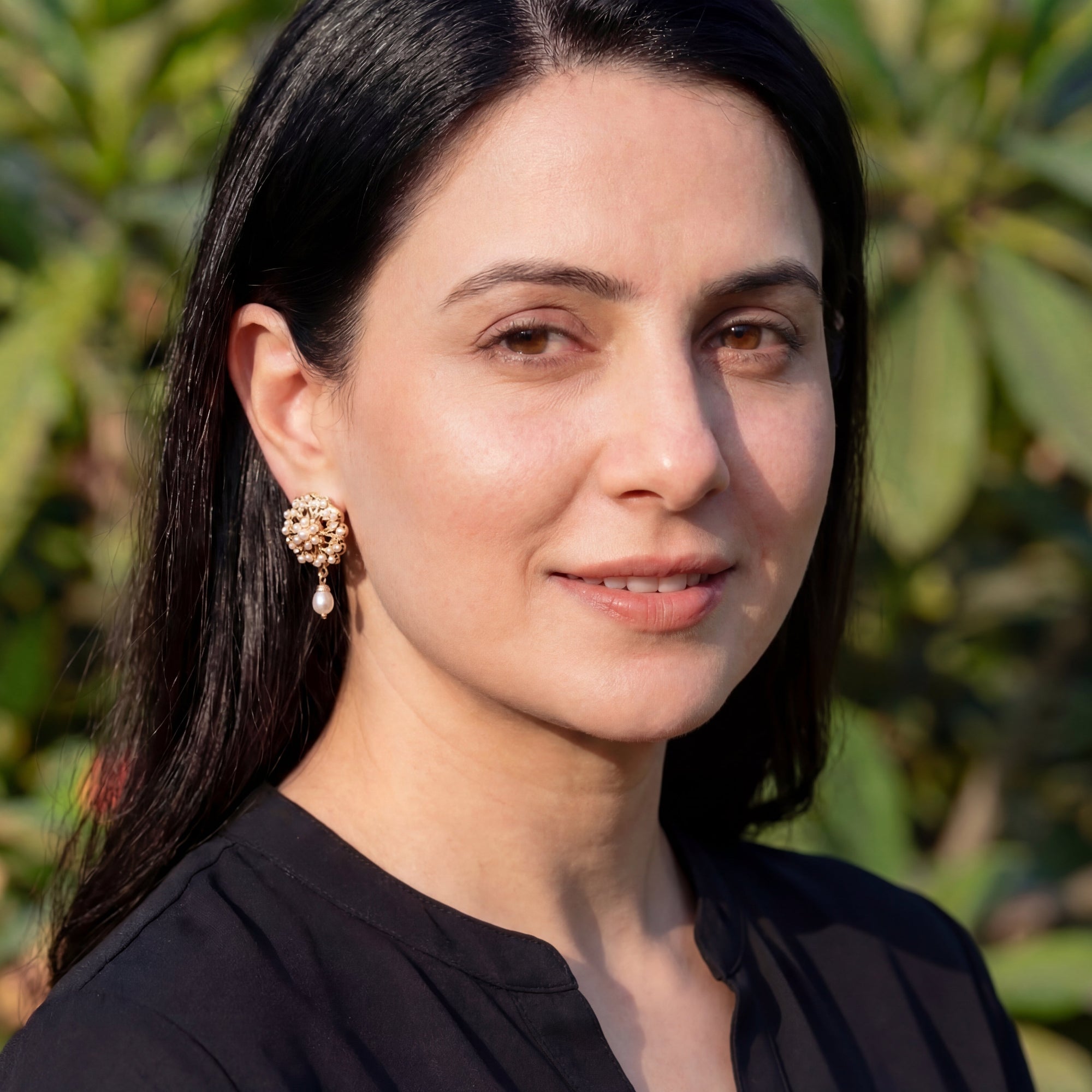 Floral Jadau Stud Earrings | Freshwater Pearls & 925 Silver ER 622