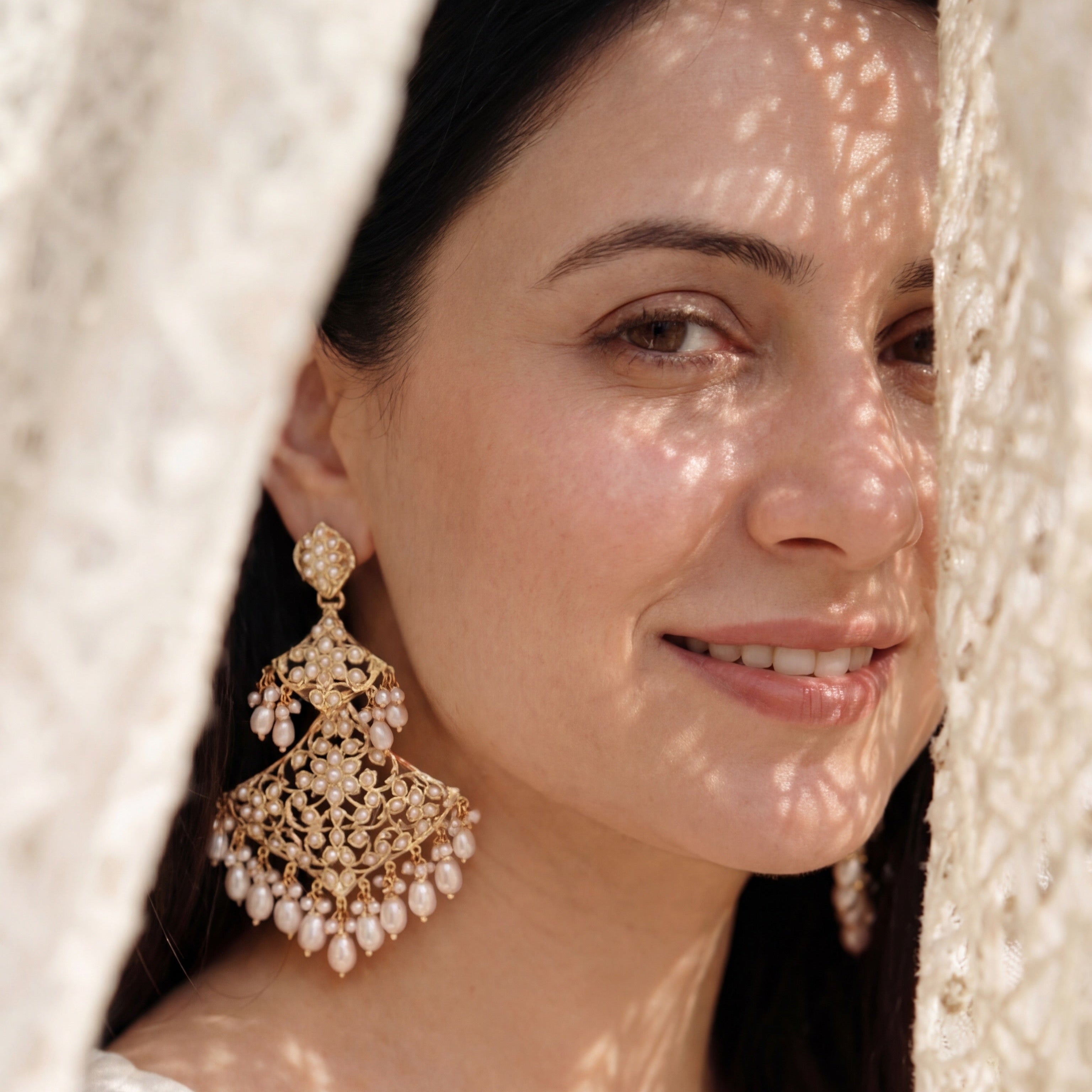 Statement Pearl Danglers | Real Gold Like Finish on Sterling Silver | Real Freshwater Pearls ER 638