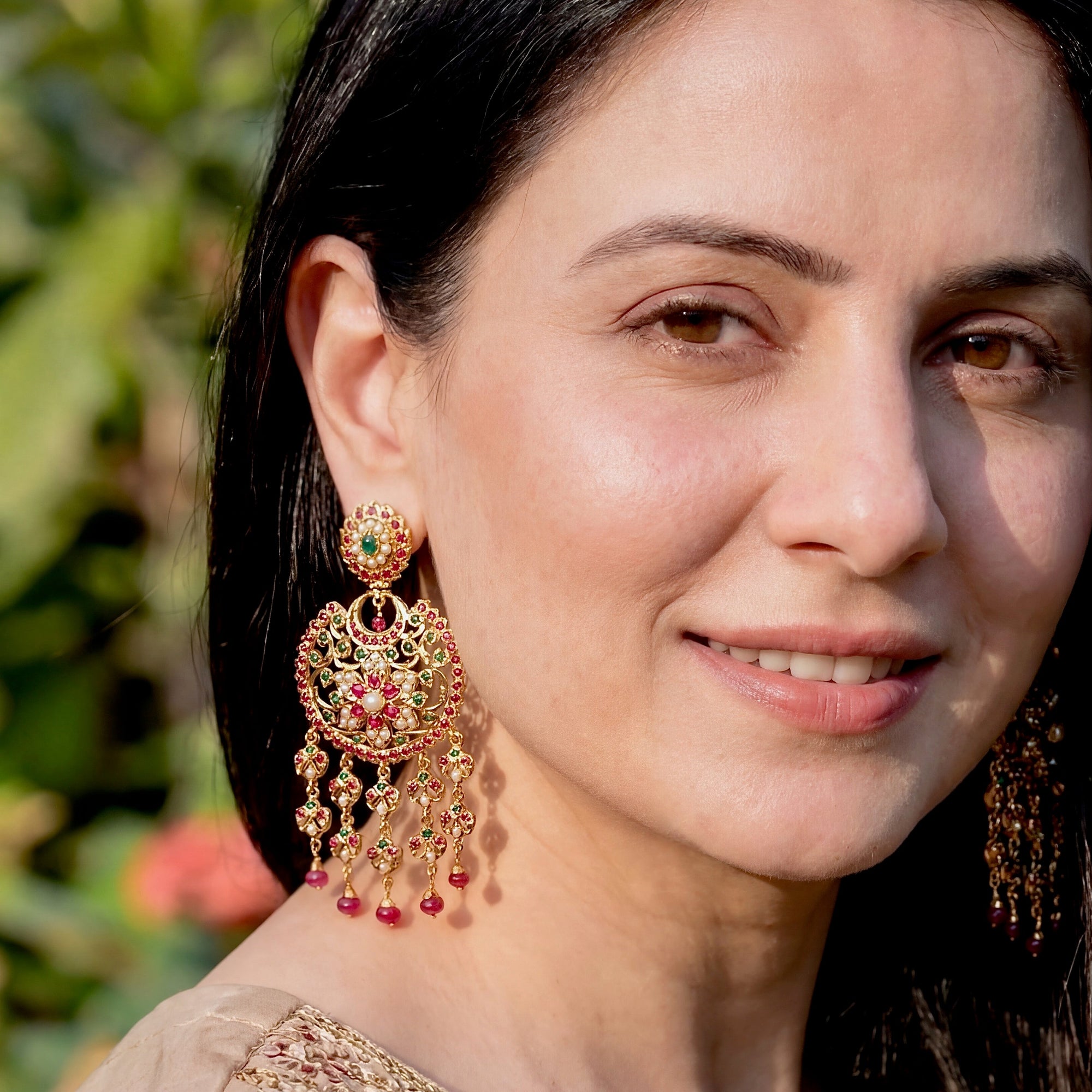 Dubai Style Danglers on Silver with Gold Plating | Unique Earrings Design ER 639
