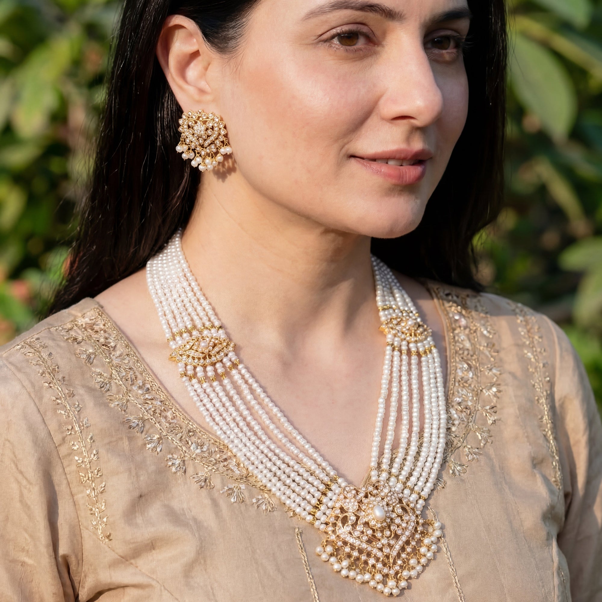 Pearl Rani Haar Set | Gold Plated & Adorned with Freshwater Pearls NS 248