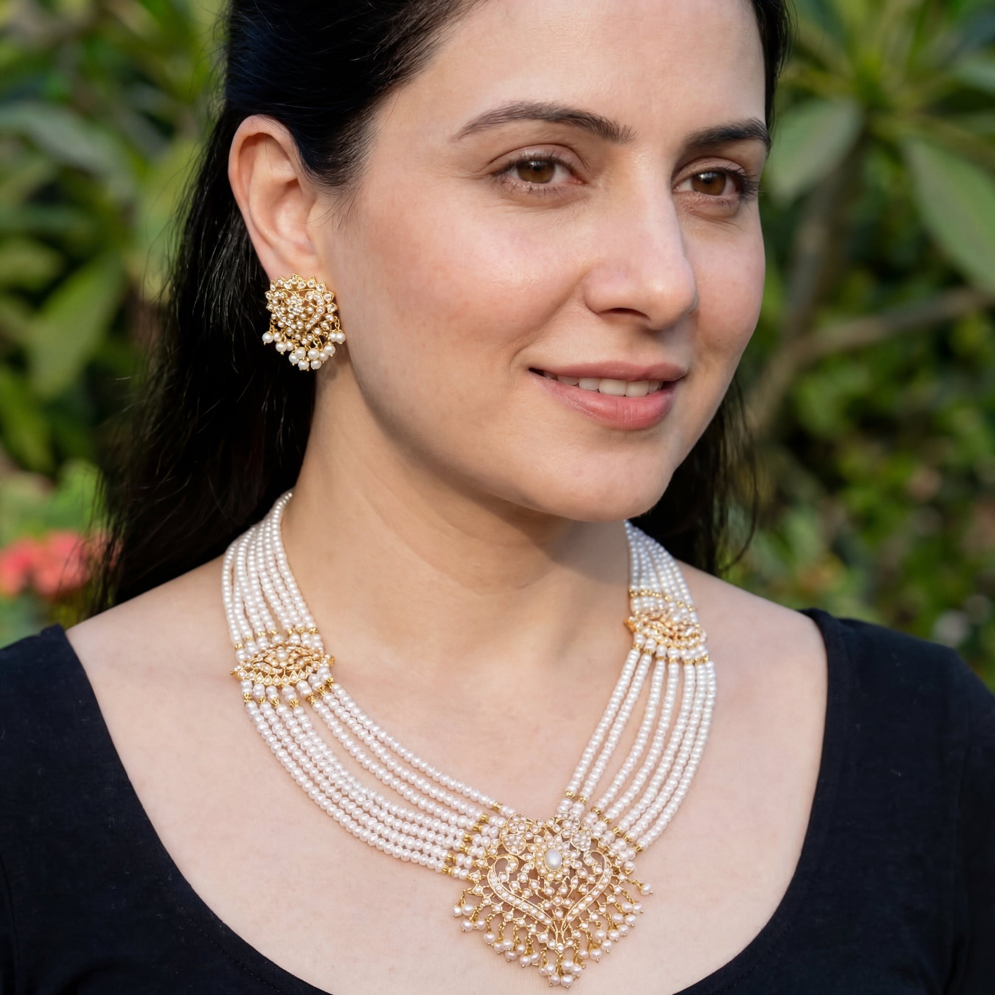 Pearl Rani Haar Set | Gold Plated & Adorned with Freshwater Pearls NS 248