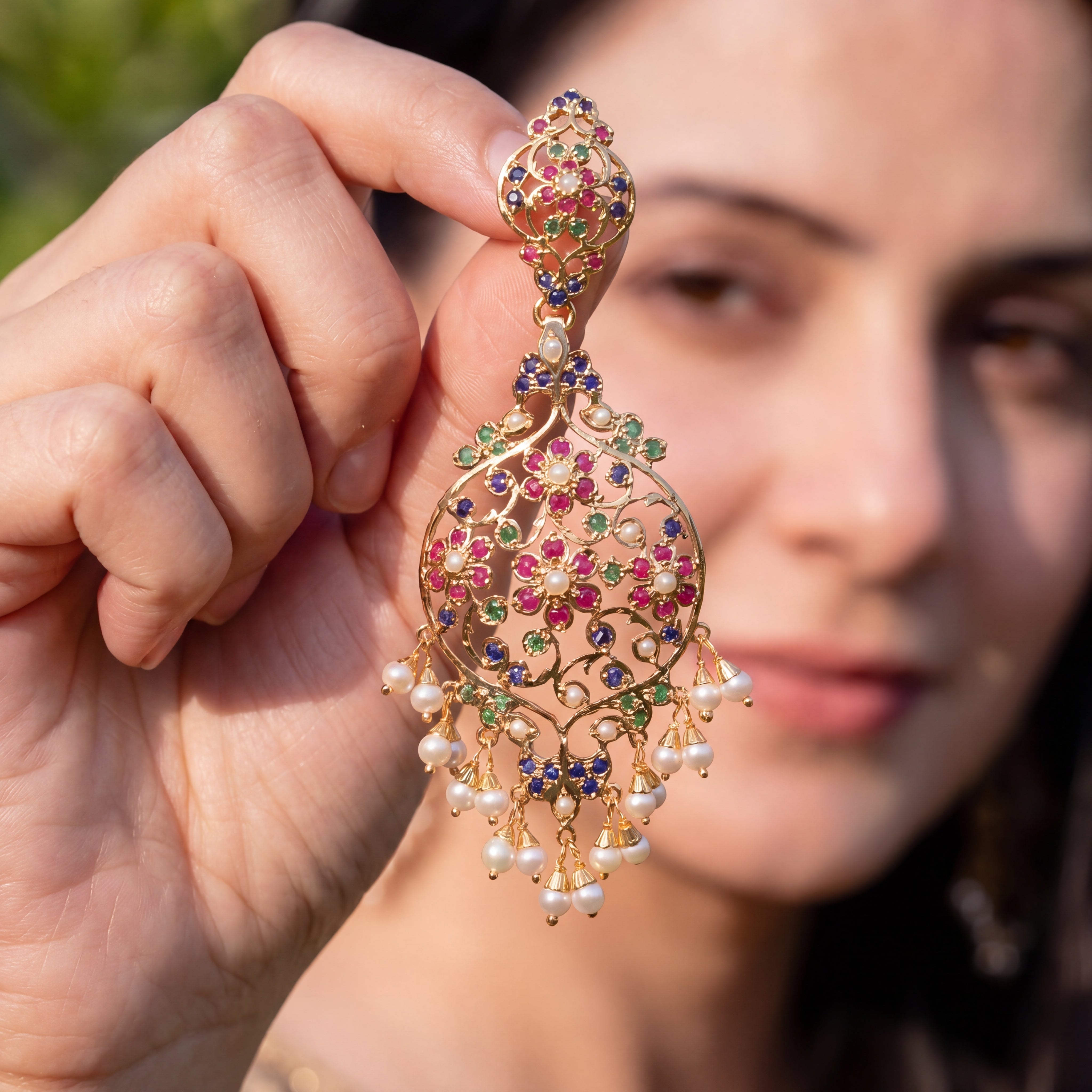 Handcrafted Victorian Earrings in Gold Plated Silver | ER 436