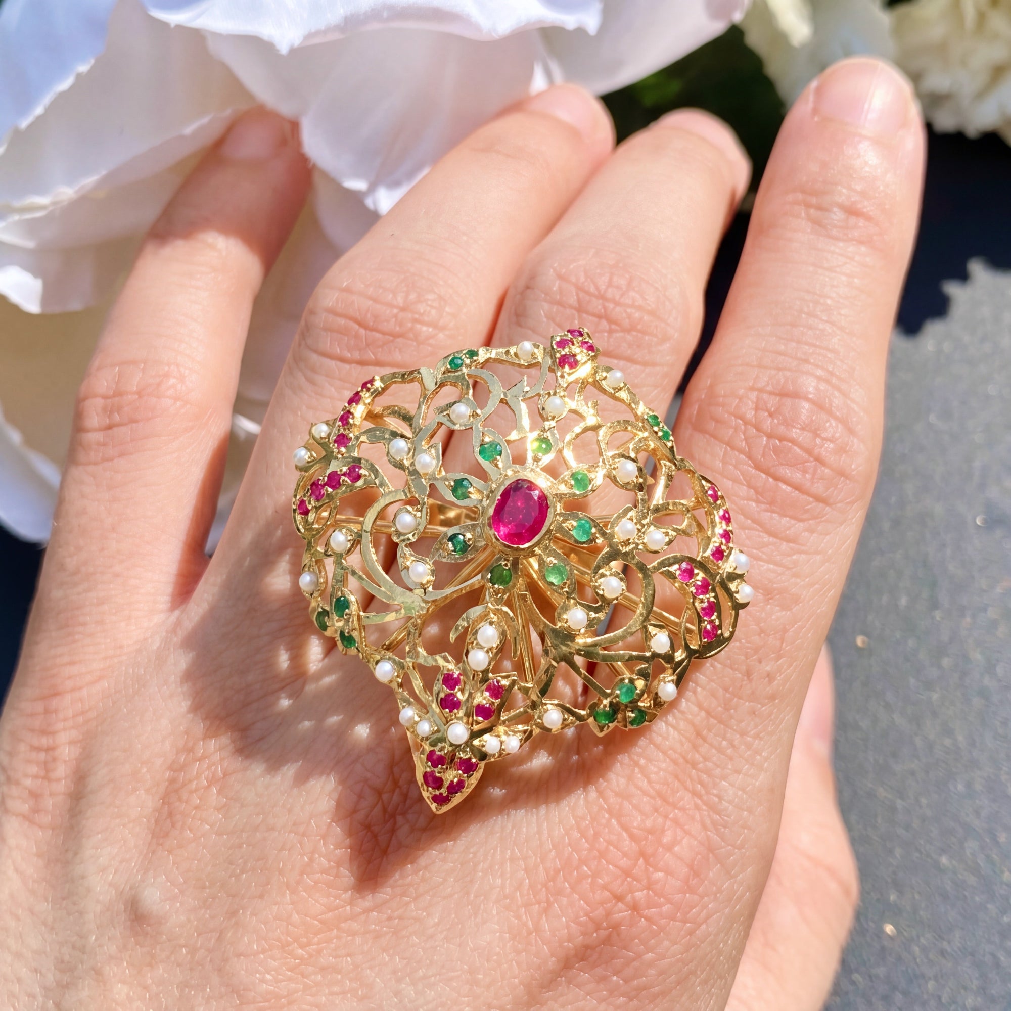 Gold Plated Cocktail Ring in Silver LR 092