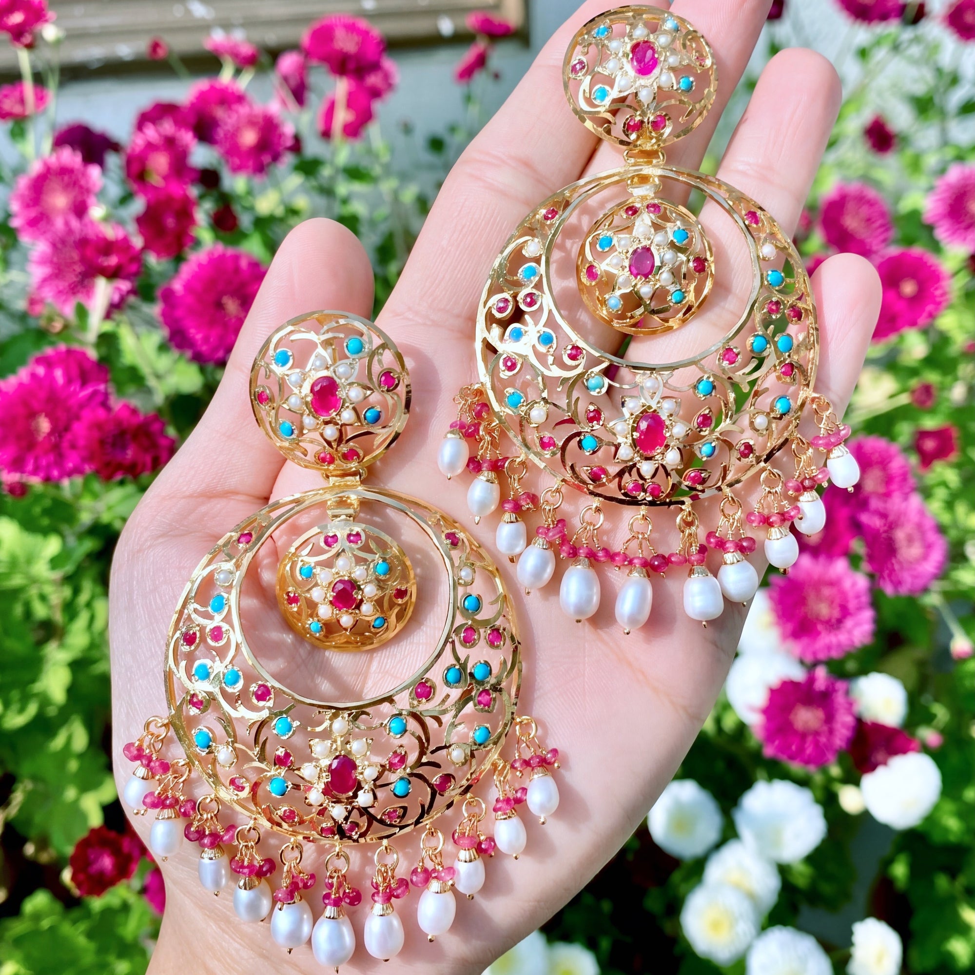 Gold Plated Chandbali Earrings | Sterling Silver Earrings with Gold Plating ER 337