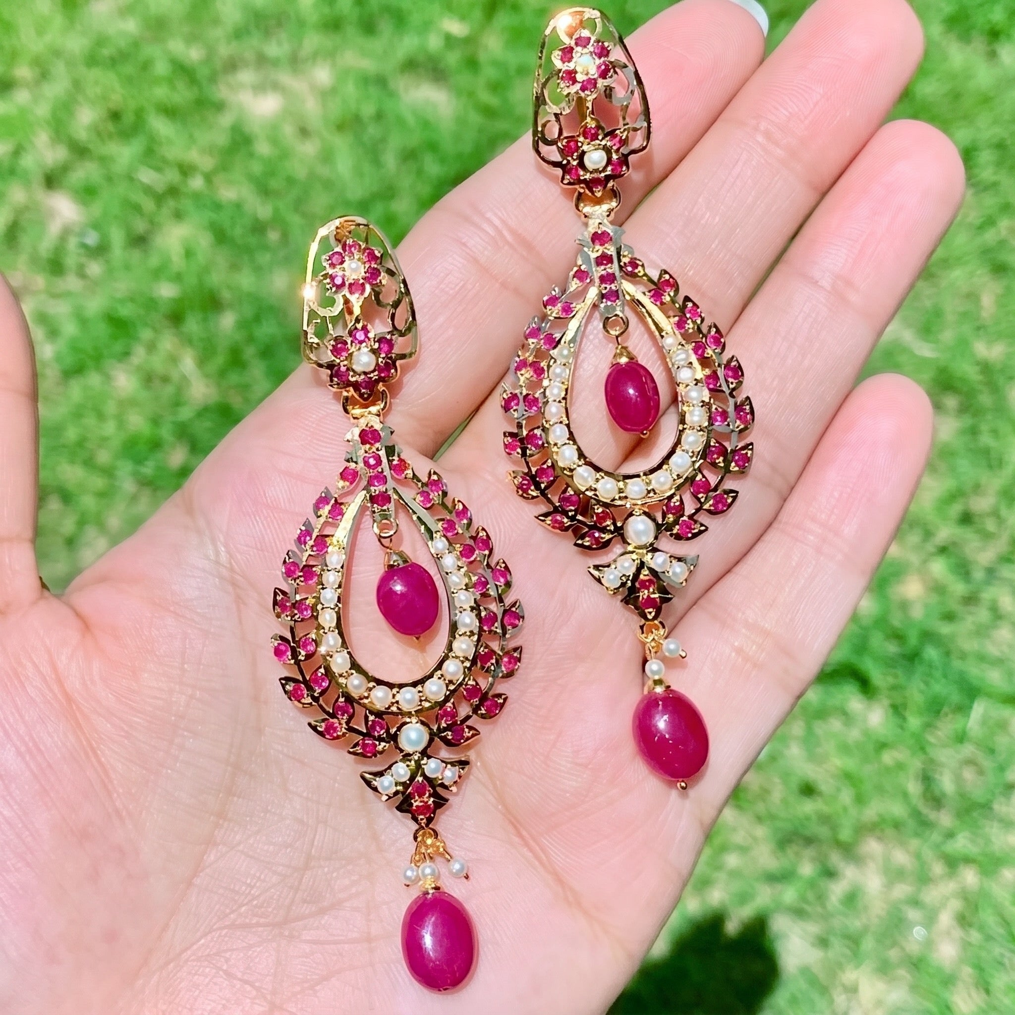 Contemporary Silver Danglers | Red Earrings | Drop & Dangle ER 401
