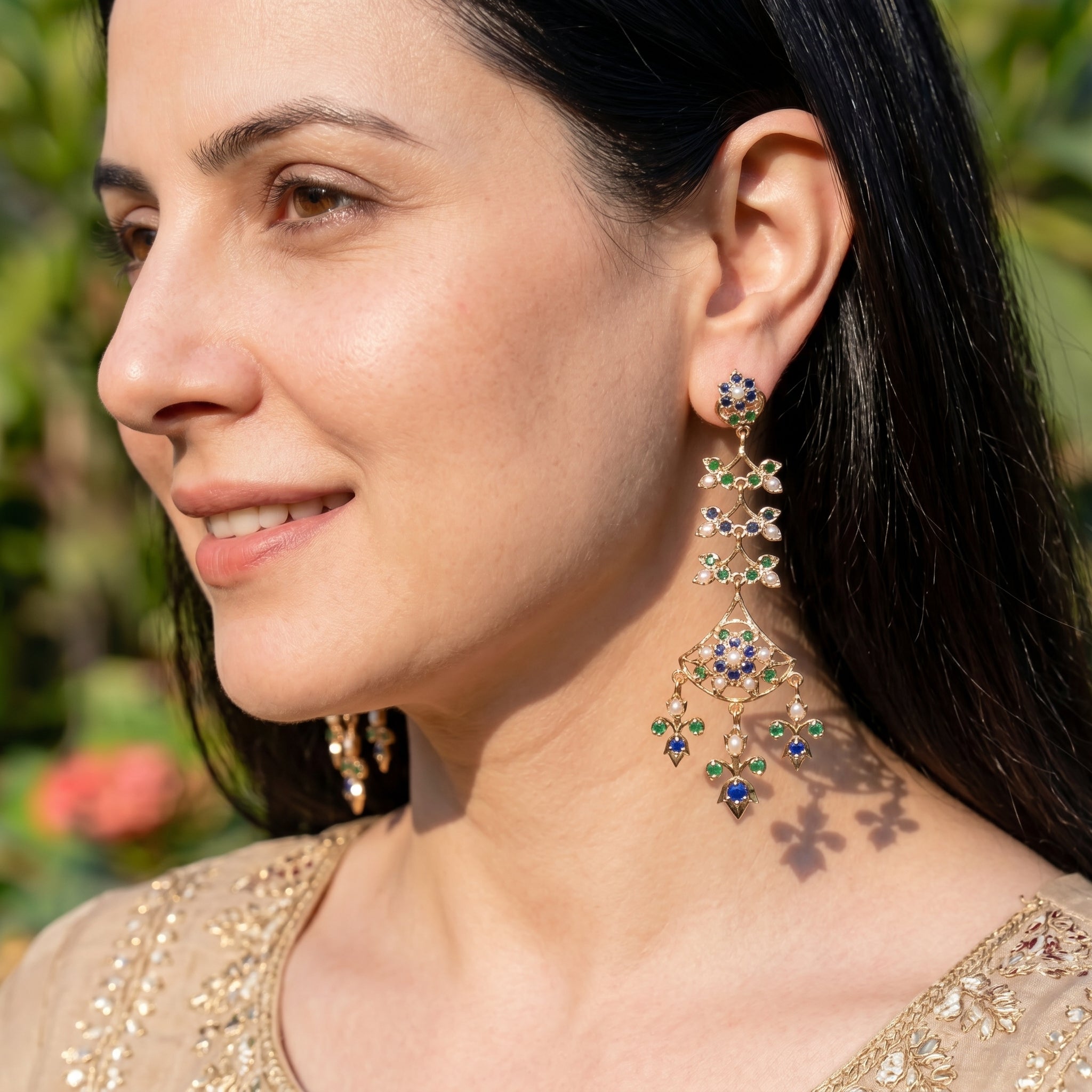 Indo Western Wear Danglers for Women | Gold Plated Silver Jewelry ER 592